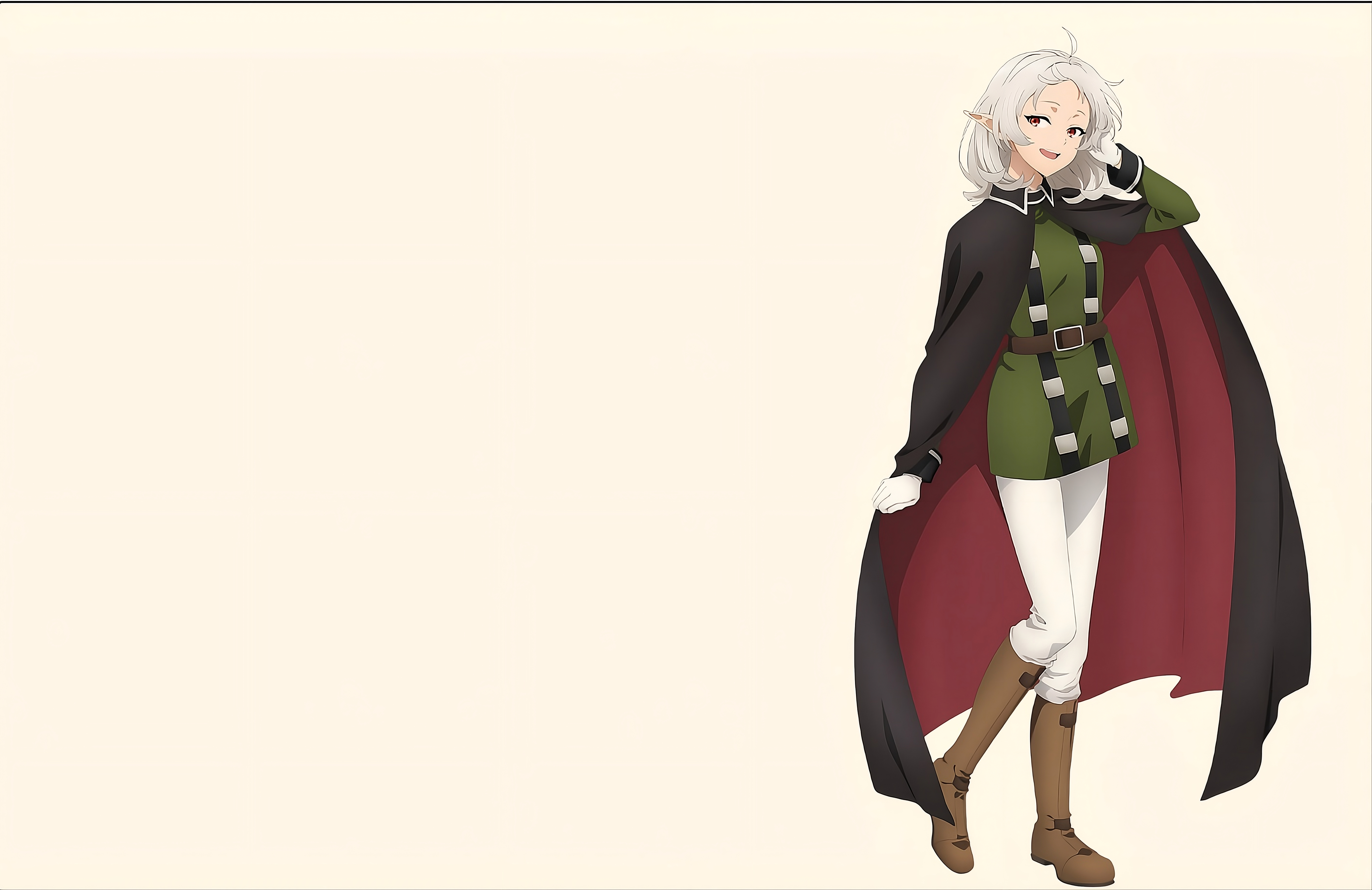 Anime Elf Character in Green Outfit and Cape HD Wallpaper