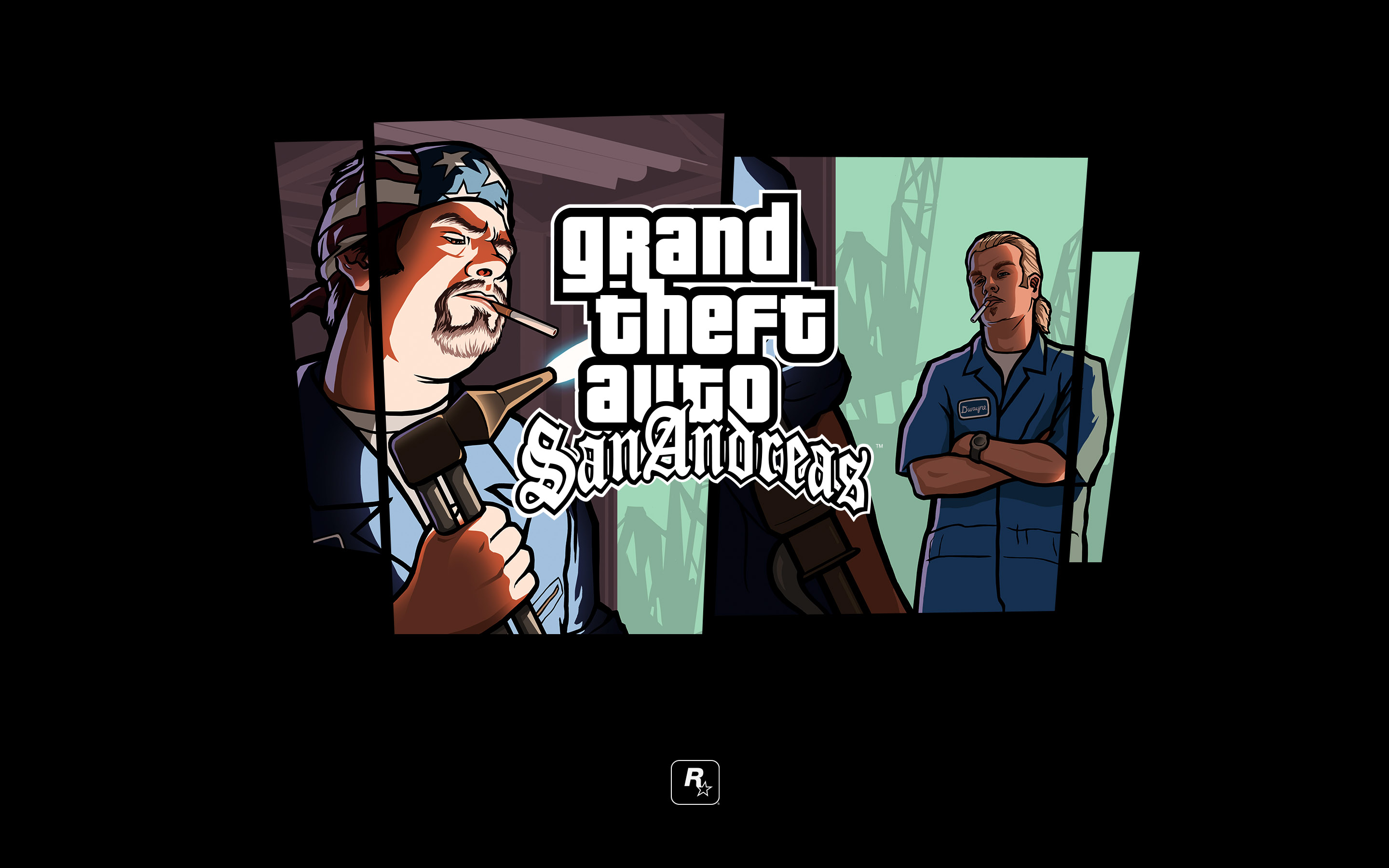 Grand Theft Auto: San Andreas characters and logo HD Wallpaper
