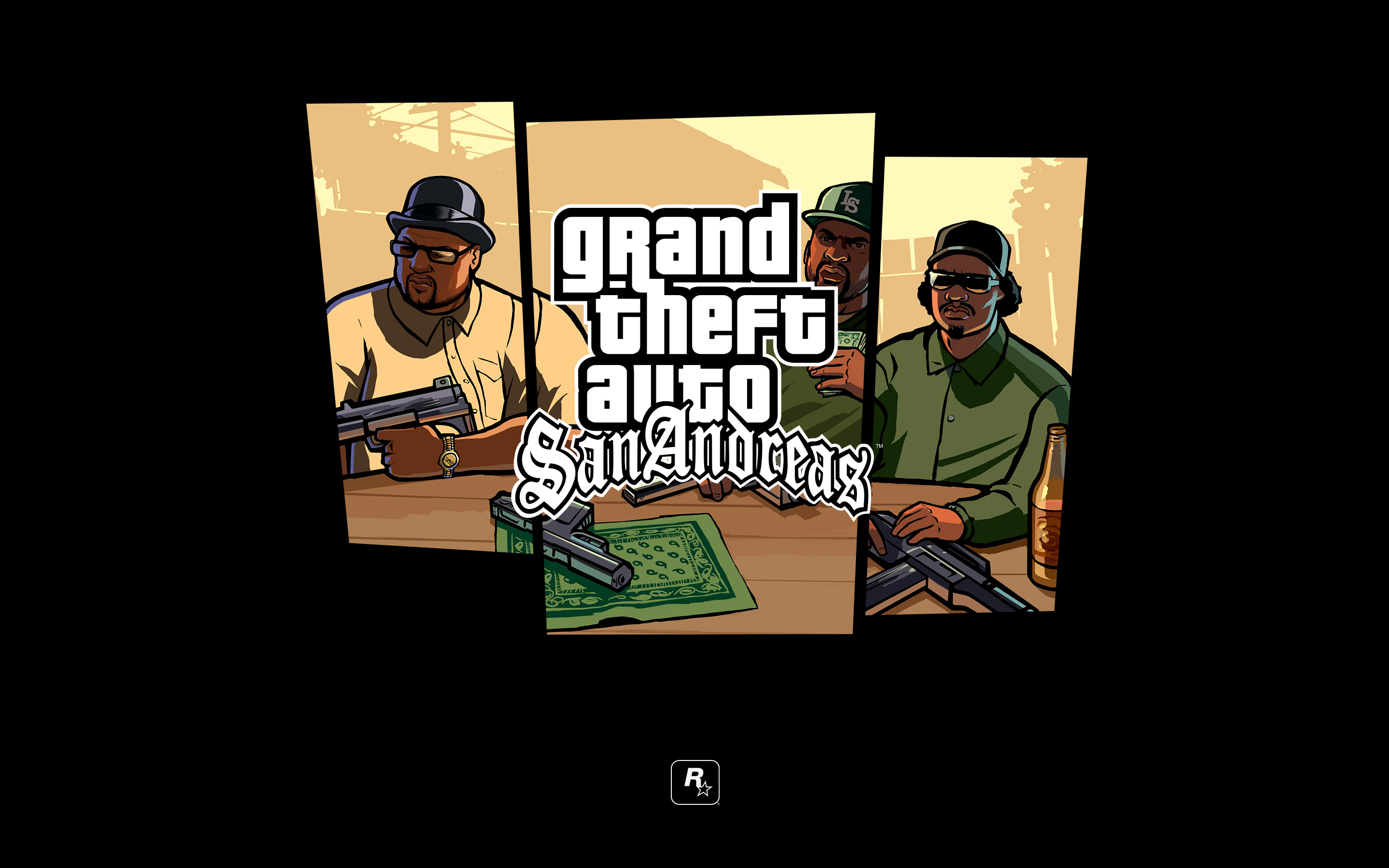 Grand Theft Auto: San Andreas characters with guns HD Wallpaper