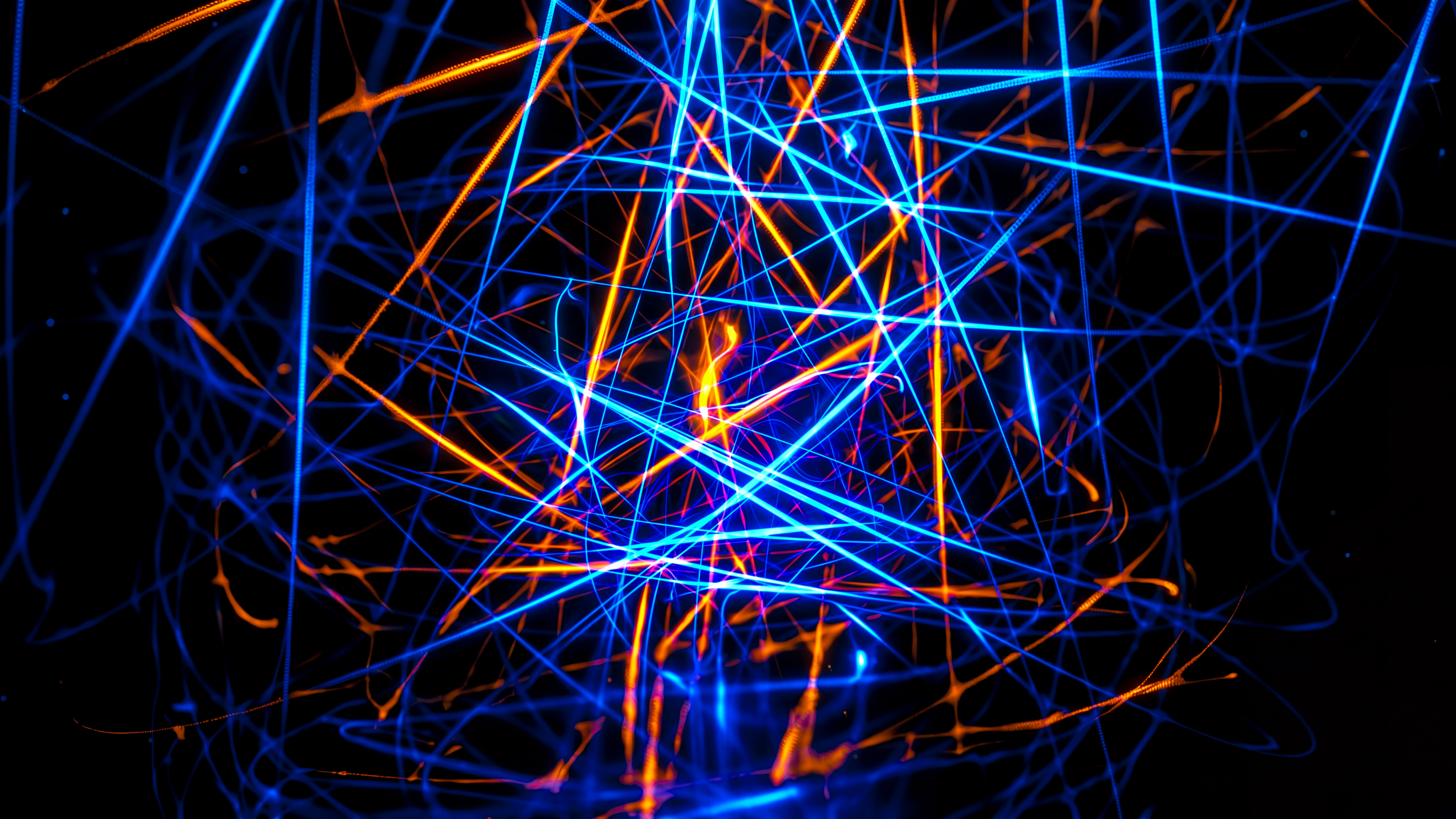 Abstract Blue and Orange Light Trails HD Wallpaper