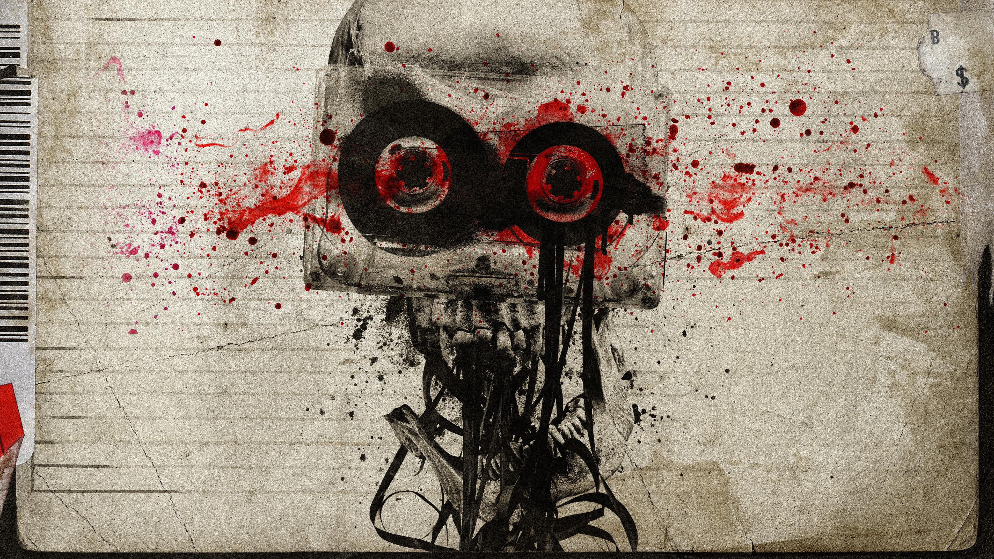 V/H/S/Mixtape movie poster with skull and cassette tape HD Wallpaper