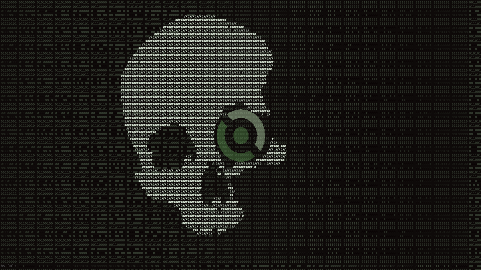 Skull made of binary code with green eye logo HD Wallpaper