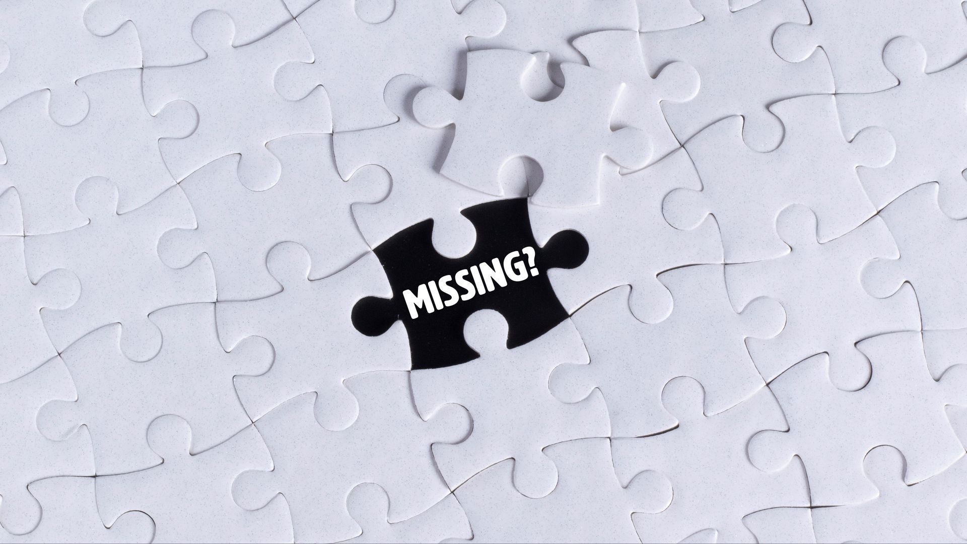 Puzzle piece with "MISSING?" text HD Wallpaper