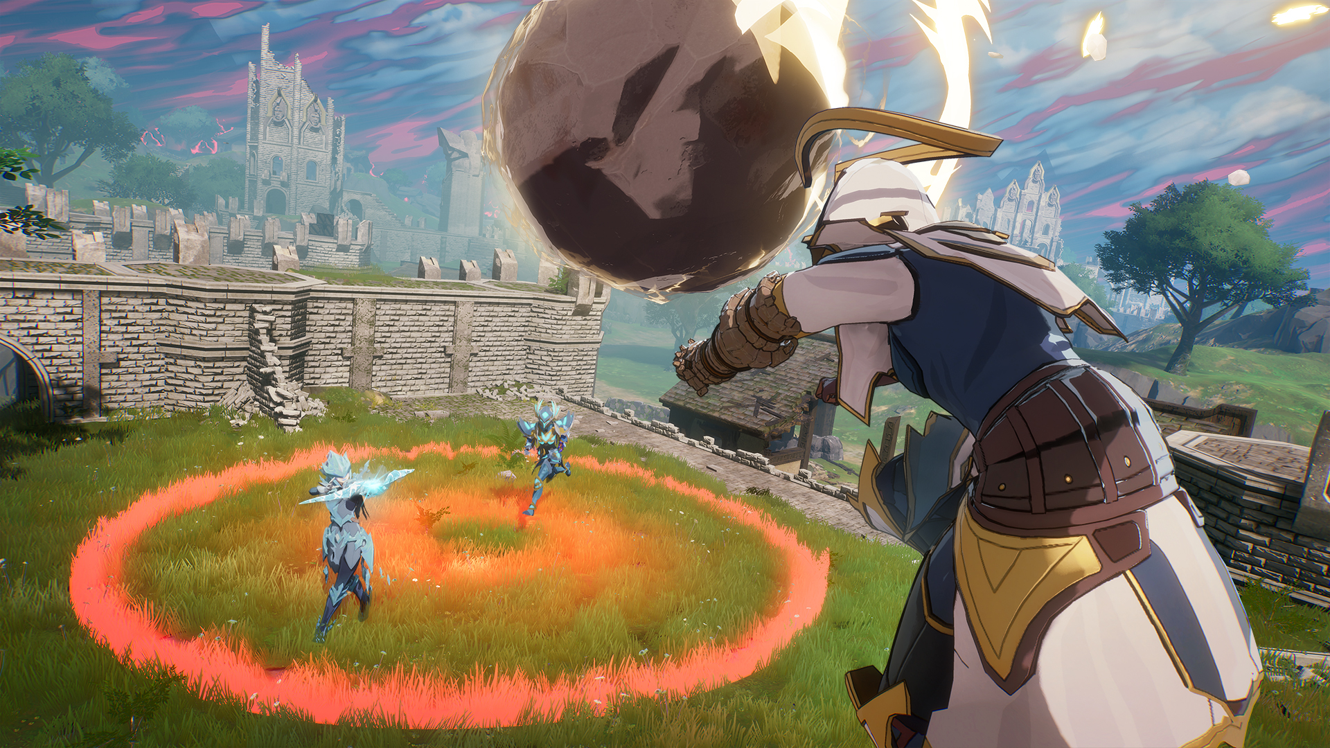 Spellbreak characters fighting with magic HD Wallpaper