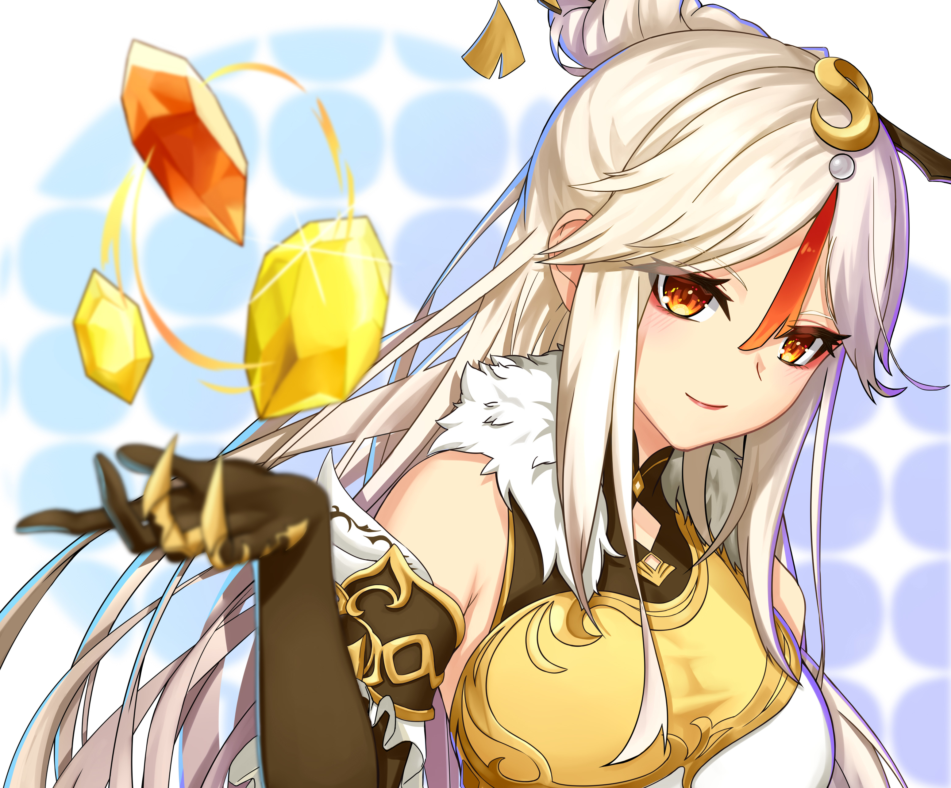 Ningguang from Genshin Impact with Geo crystals HD Wallpaper