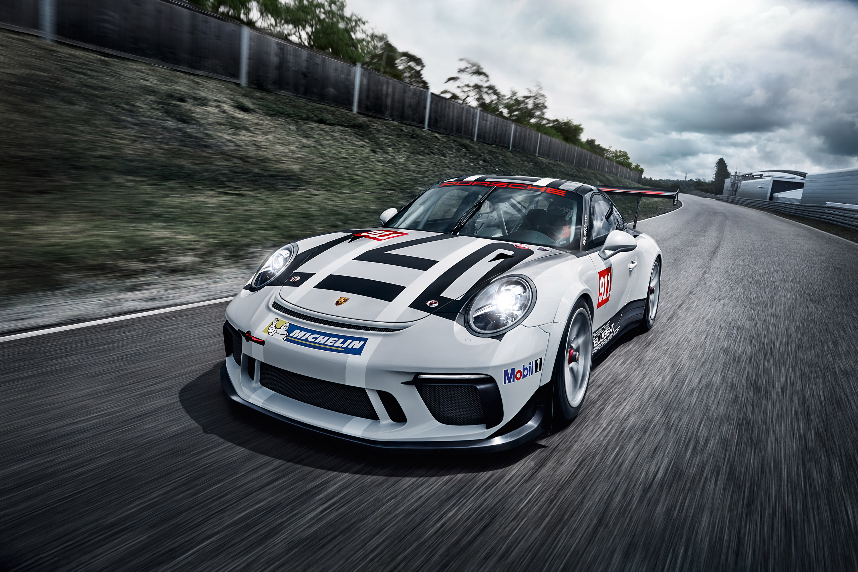Porsche 911 GT3 Cup race car on track HD Wallpaper