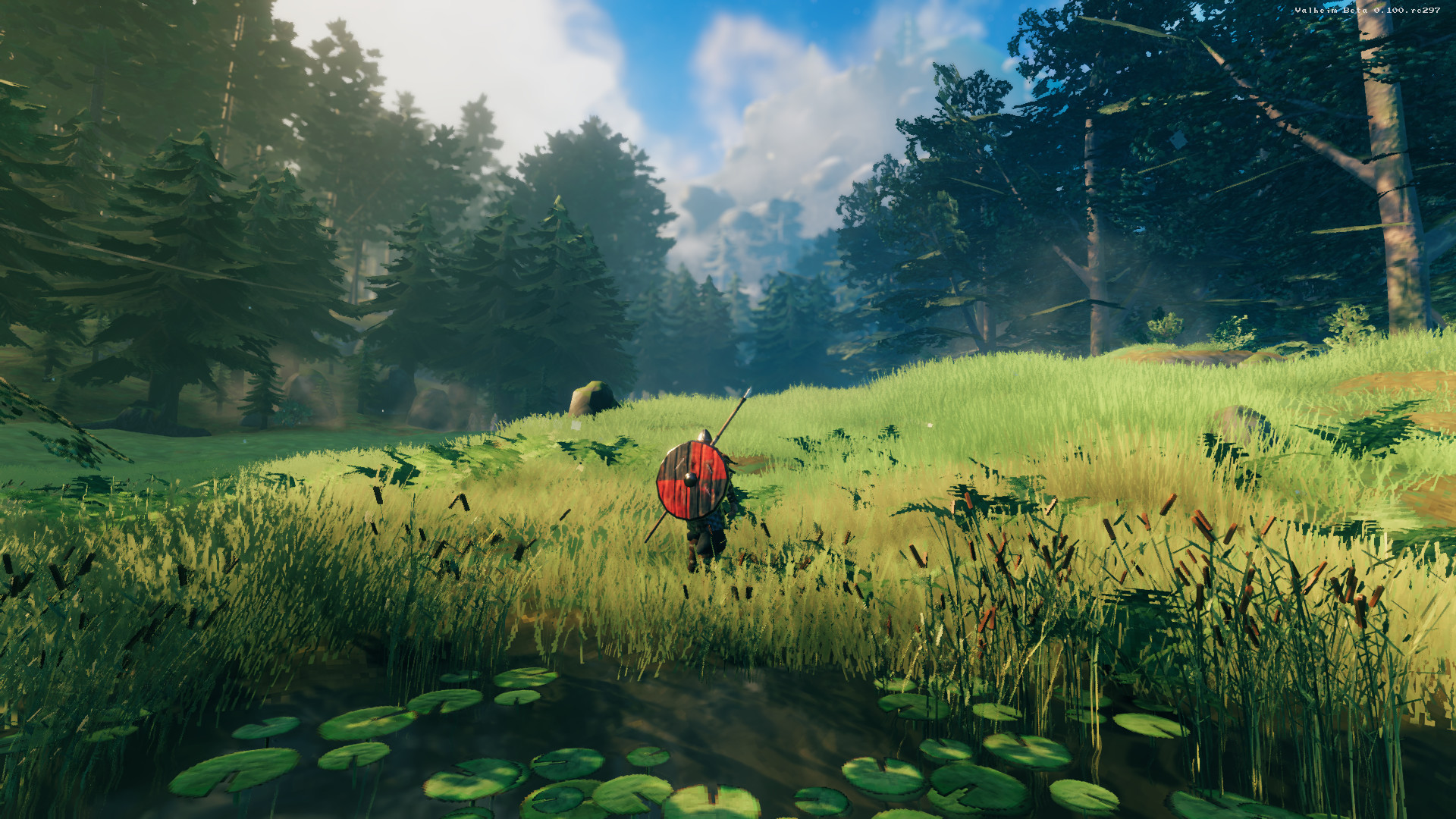 Valheim Forest Landscape with Warrior HD Wallpaper