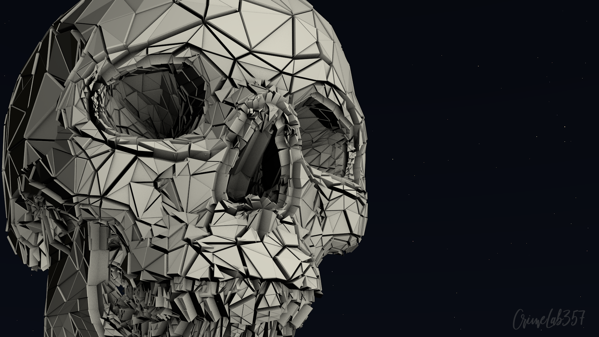 Low Poly Skull on Dark Background HD Wallpaper