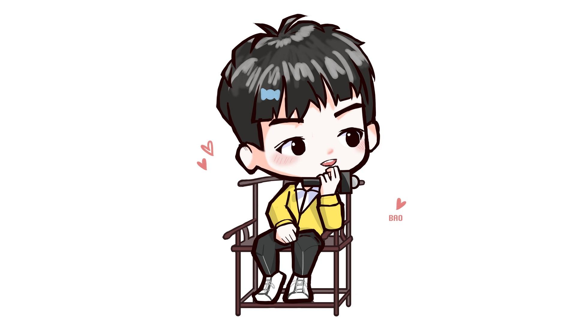 Chibi Wang Hao Xuan sitting on a chair HD Wallpaper