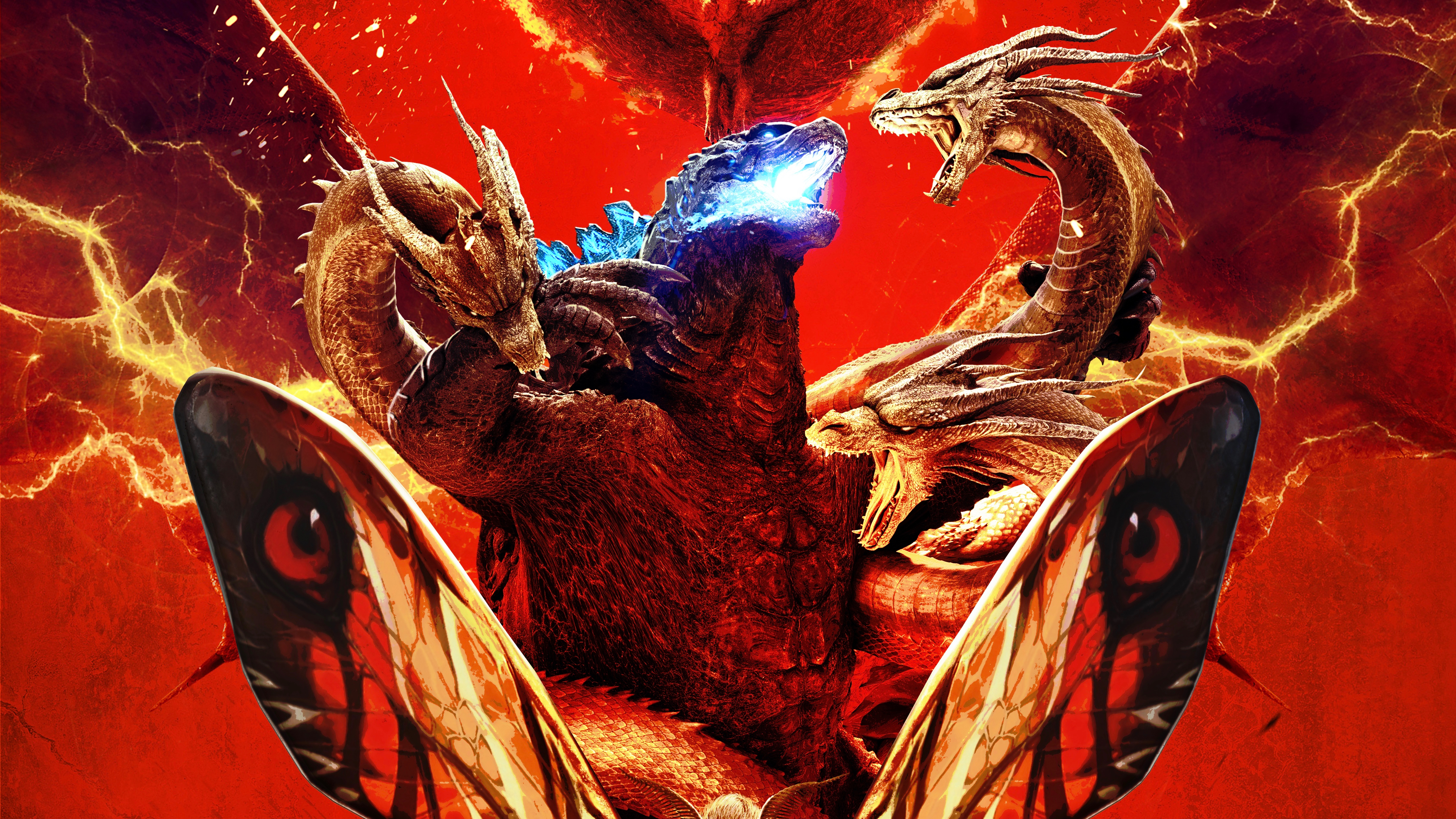 Godzilla and King Ghidorah 4K Scene HD Wallpaper