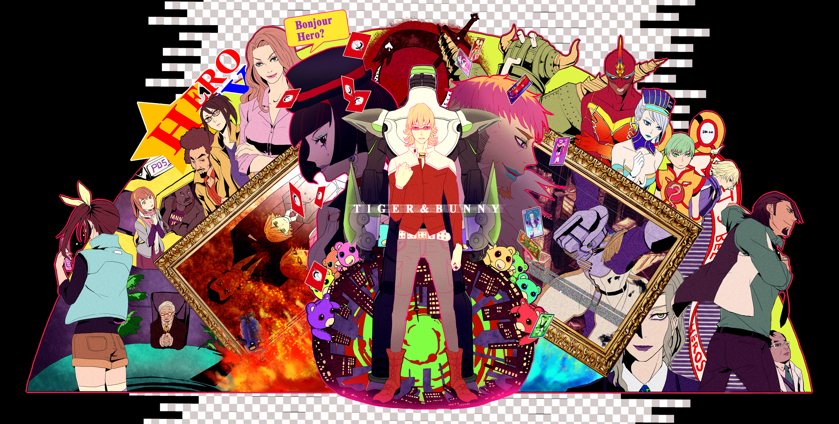 Tiger & Bunny characters collage HD Wallpaper