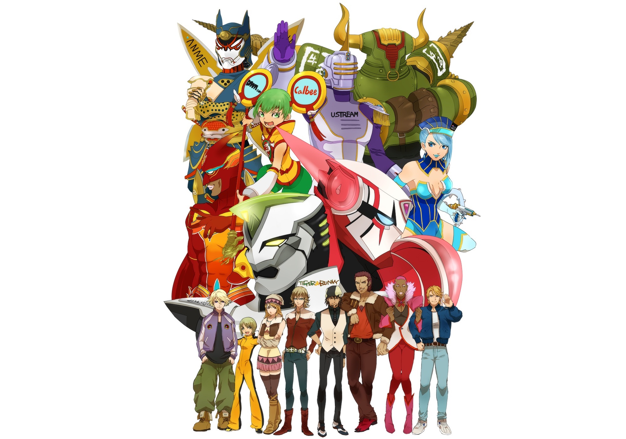 Tiger & Bunny characters group illustration HD Wallpaper