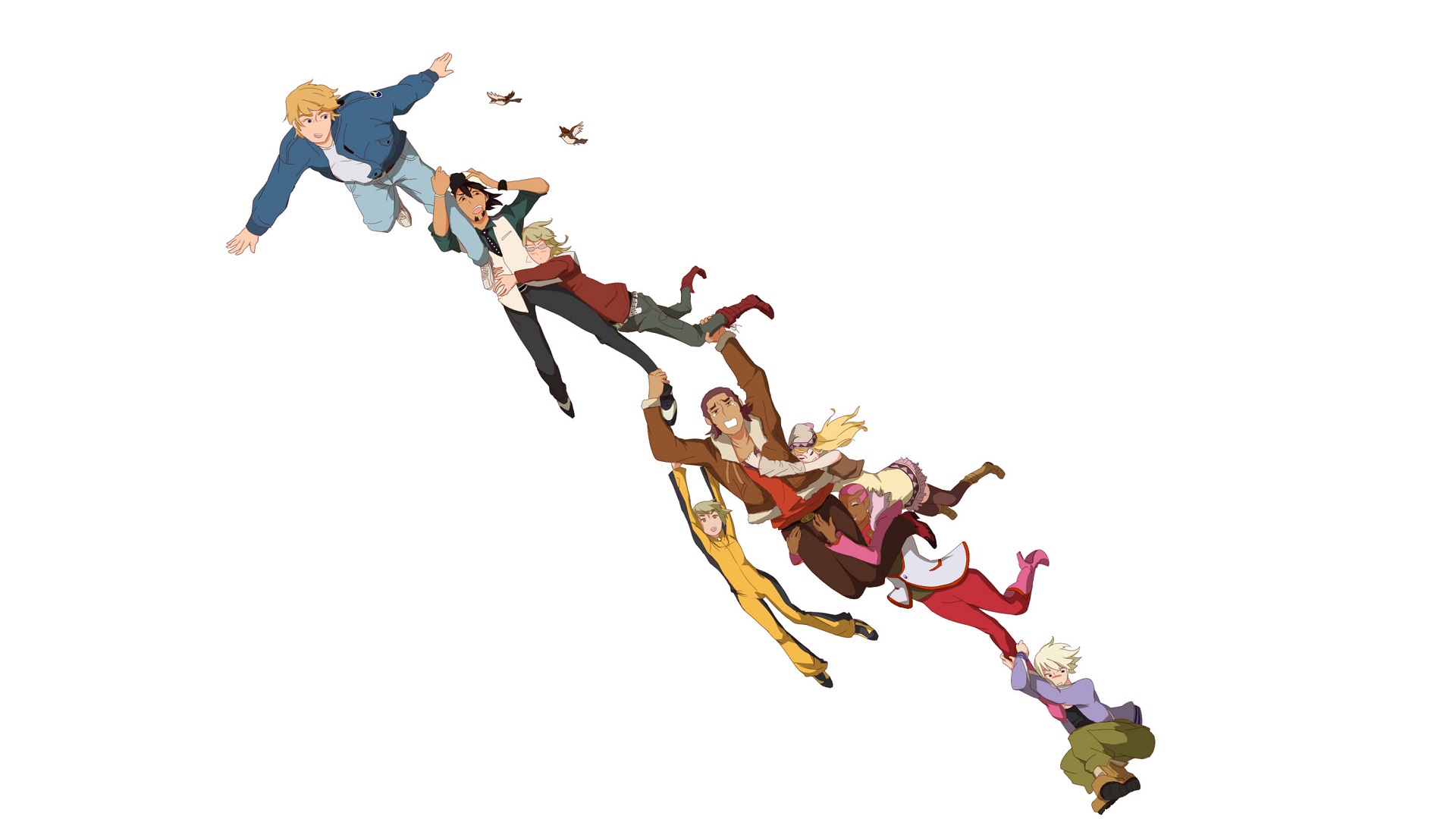 Tiger & Bunny characters falling HD Wallpaper