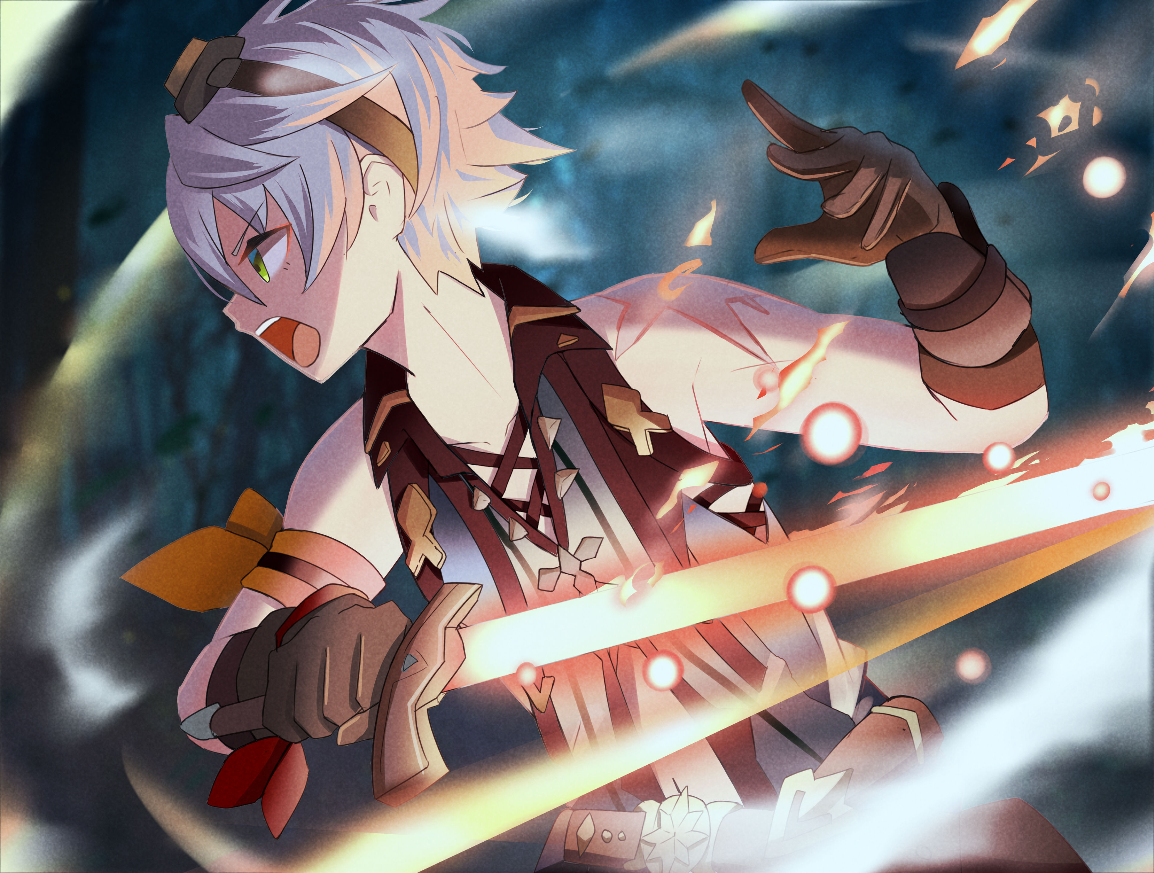 Bennett from Genshin Impact with a sword HD Wallpaper