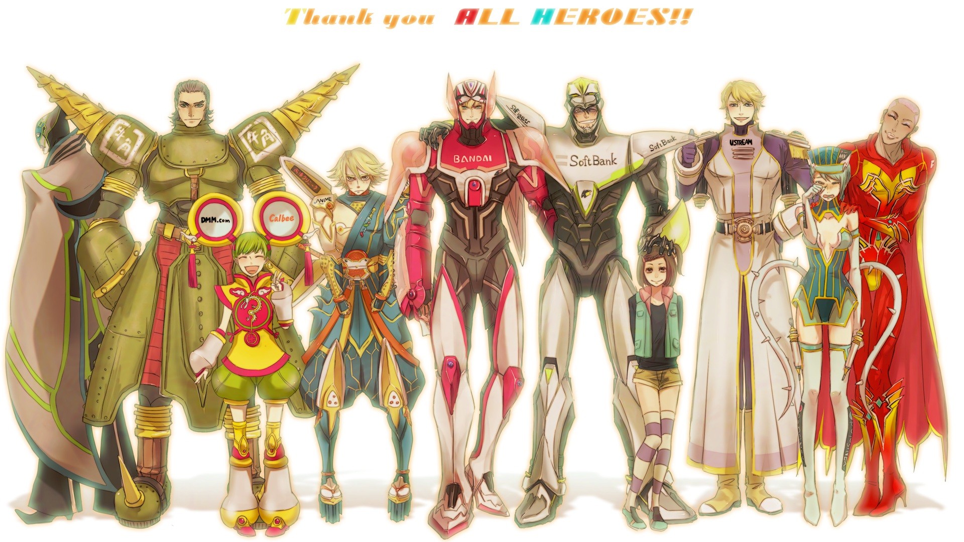 Tiger and Bunny Heroes with Logos HD Wallpaper