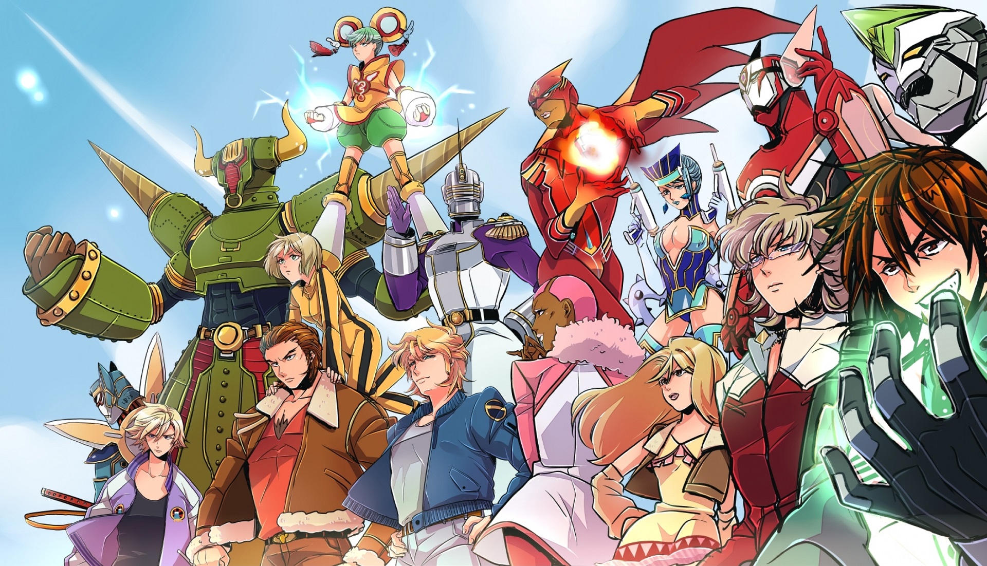 Tiger & Bunny characters and mecha HD Wallpaper