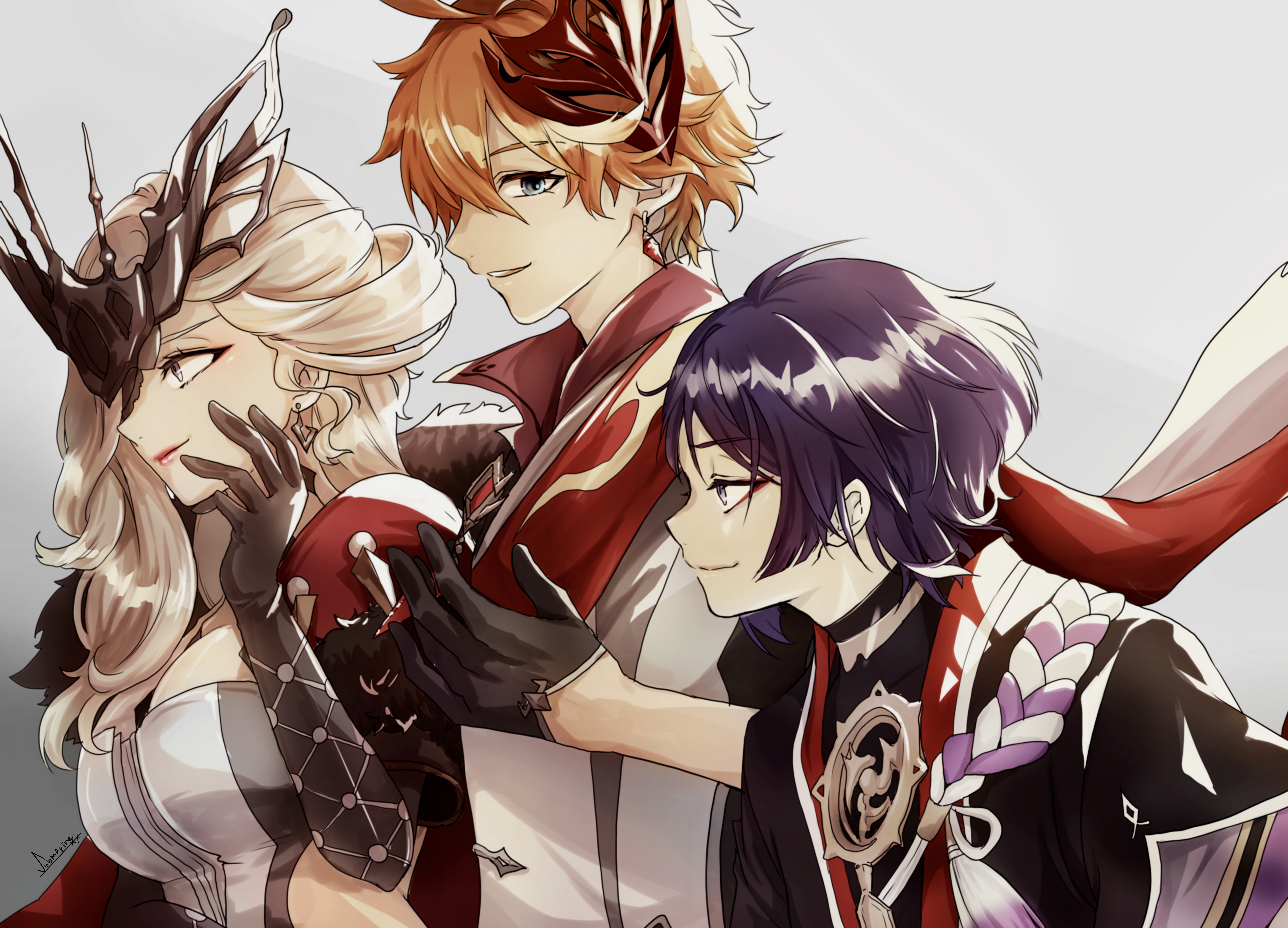 Tartaglia Childe, Scaramouche, and La Signora 4K Art HD Wallpaper