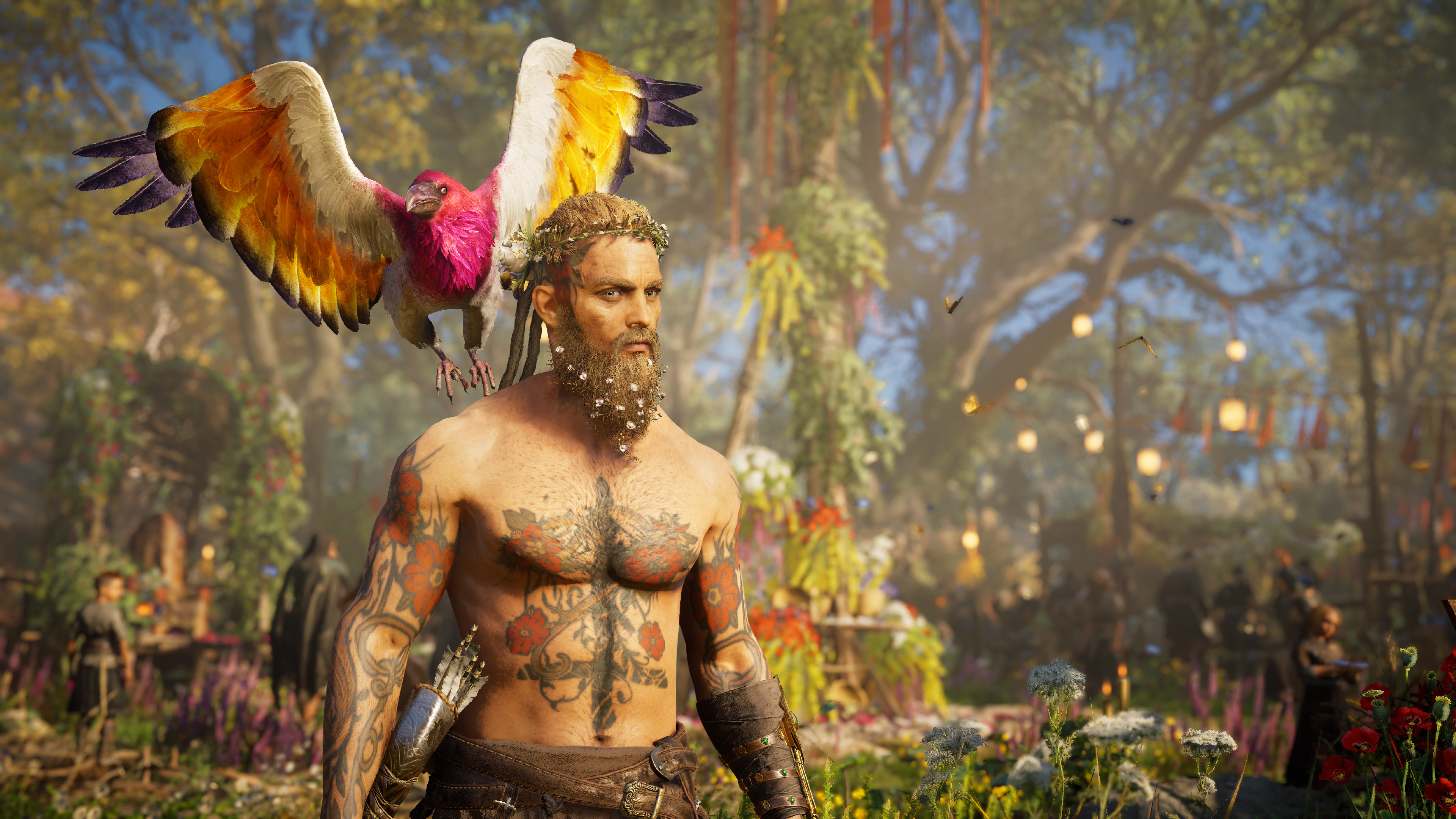 Eivor with bird from Assassins Creed Valhalla 4K HD Wallpaper