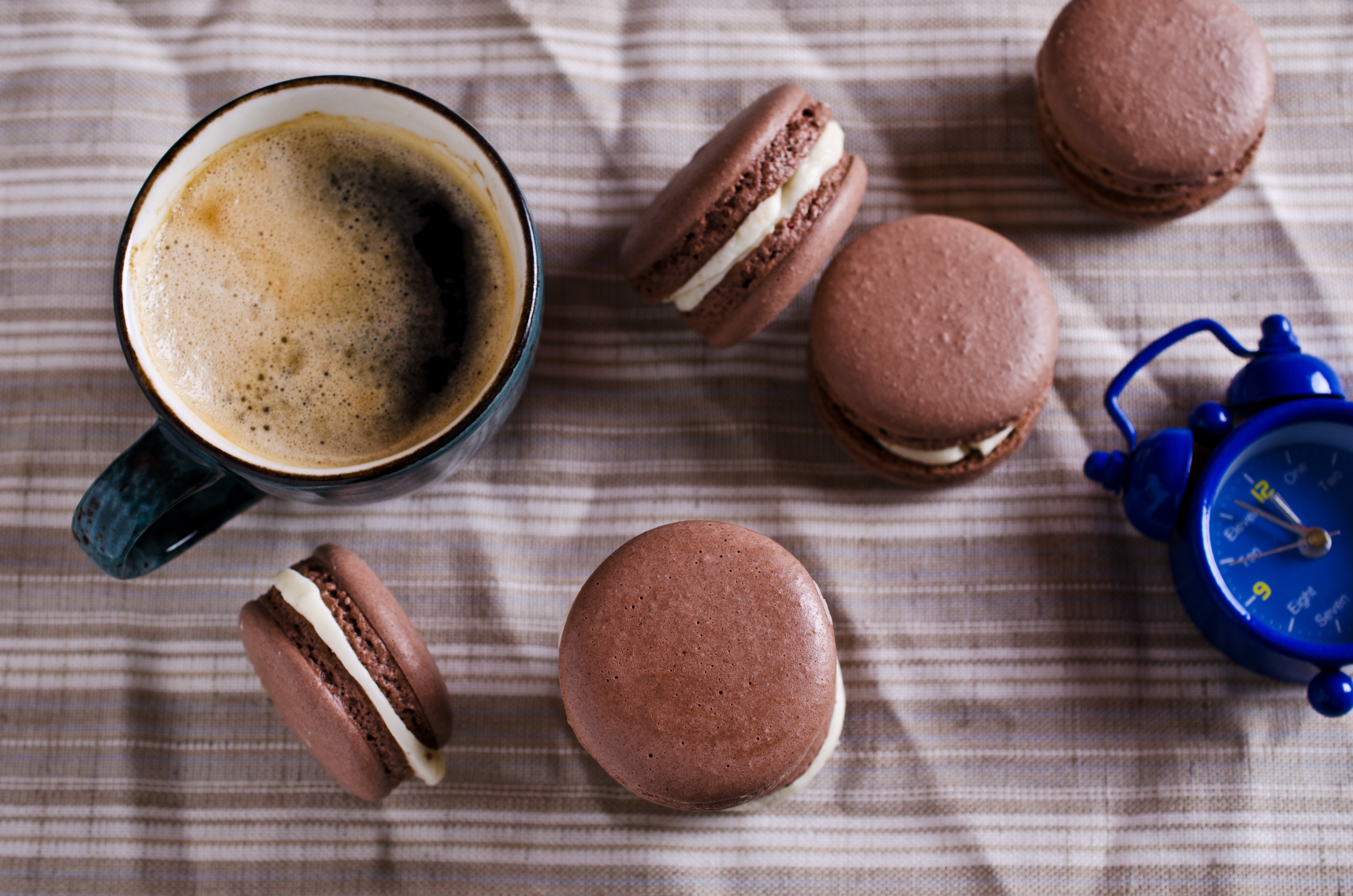 Chocolate Macarons and Coffee HD Wallpaper