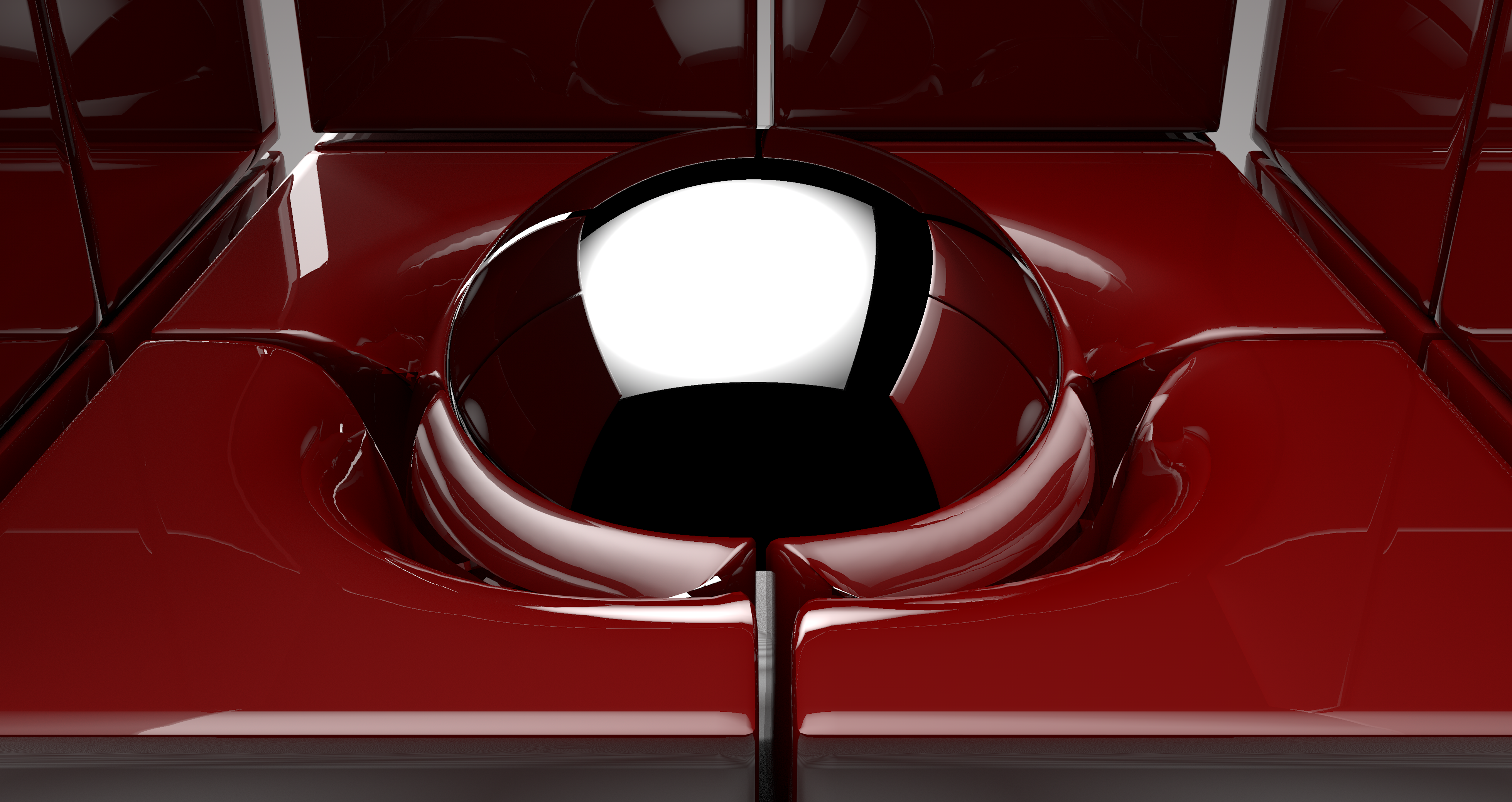 Abstract Red Sphere in Cubes HD Wallpaper