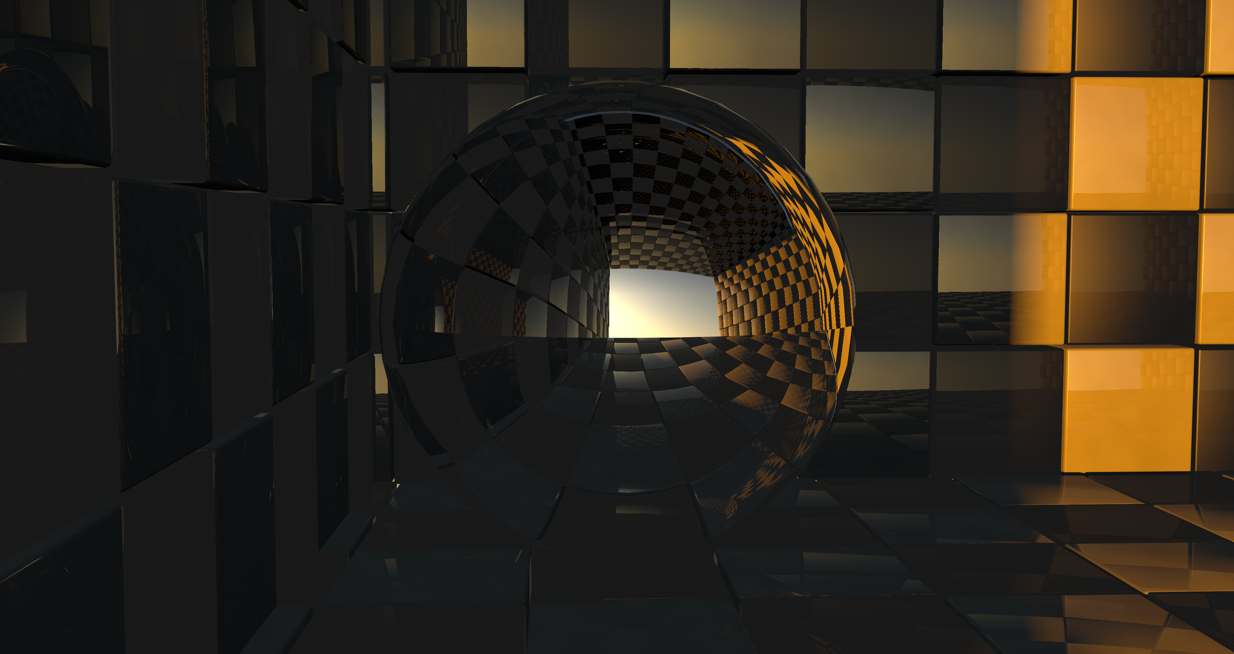 Abstract Sphere and Cubes with Reflection HD Wallpaper