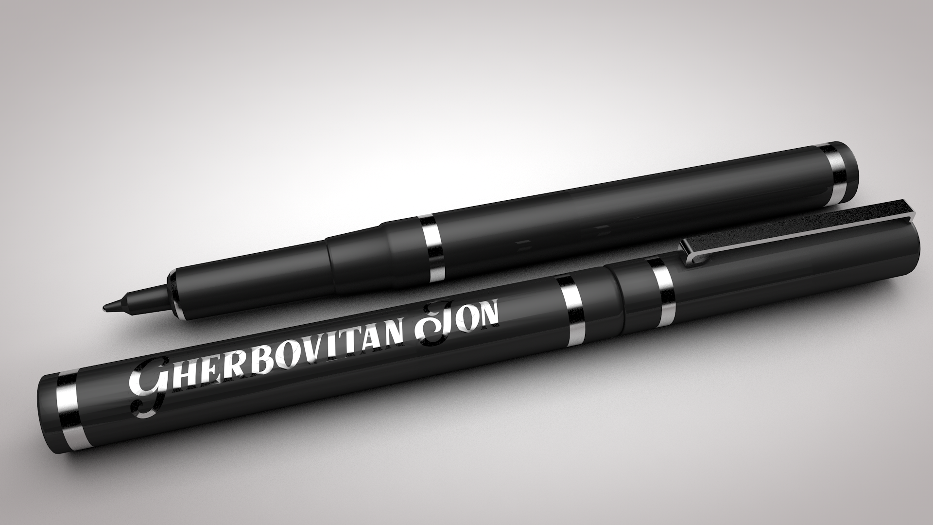 Black pens with "CHERBOVITAN ČION" text HD Wallpaper
