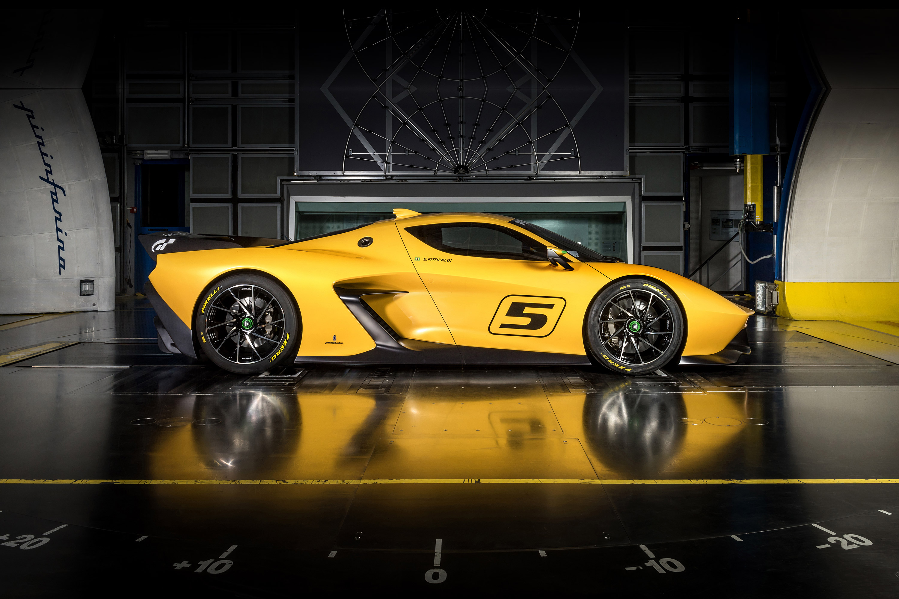 Fittipaldi EF7 race car in a wind tunnel HD Wallpaper