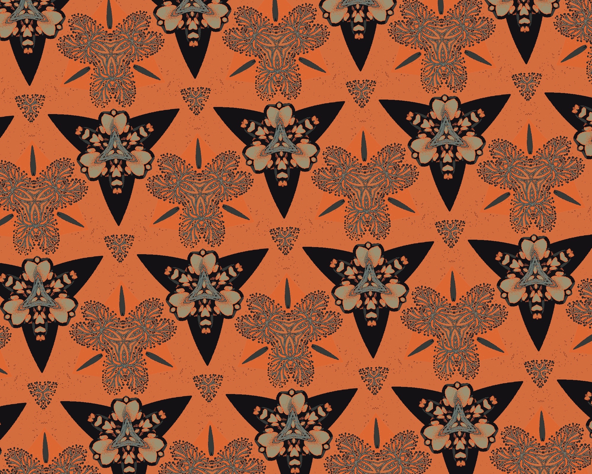 Abstract Orange and Black Geometric Pattern HD Wallpaper