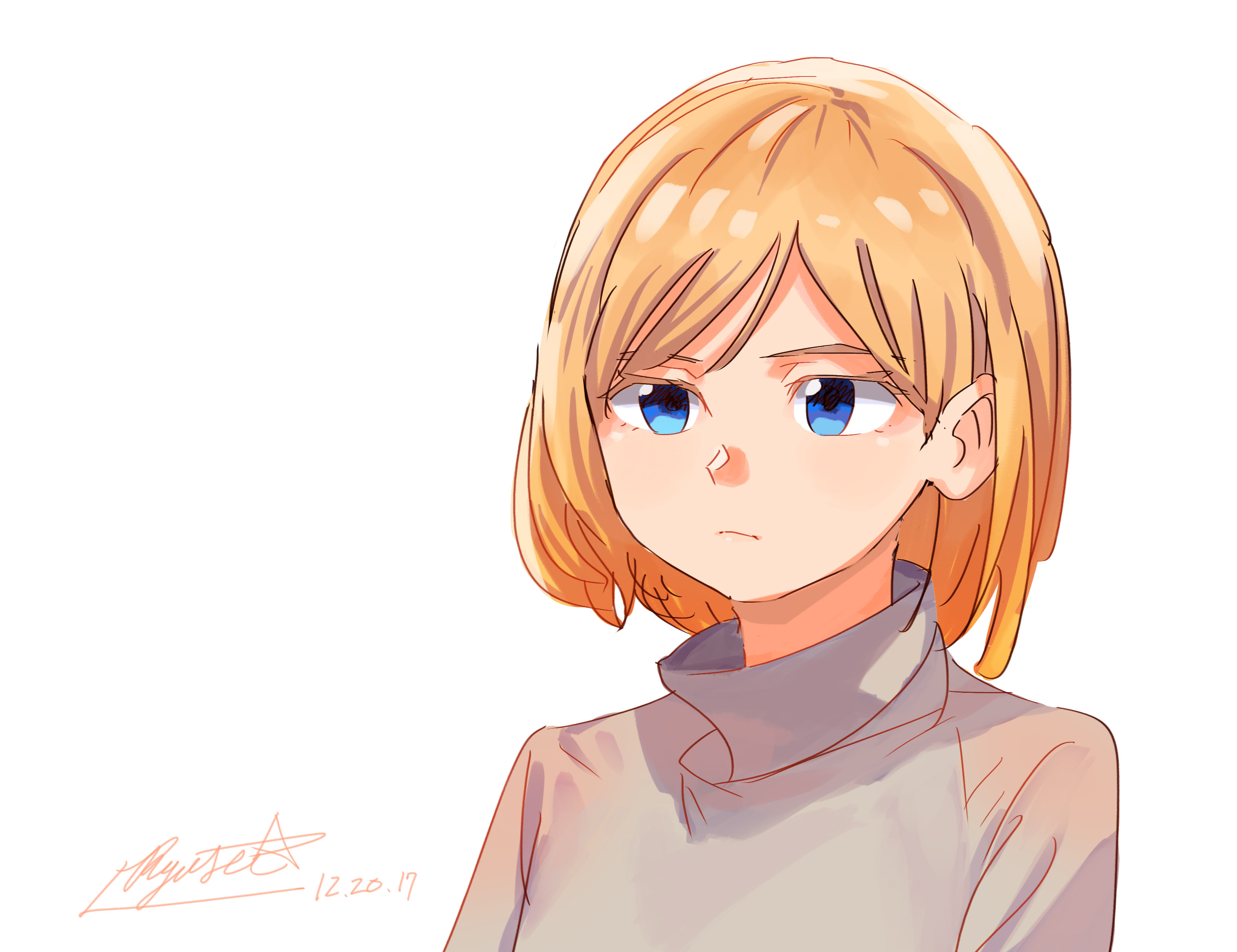 Anime girl with blonde hair and blue eyes HD Wallpaper