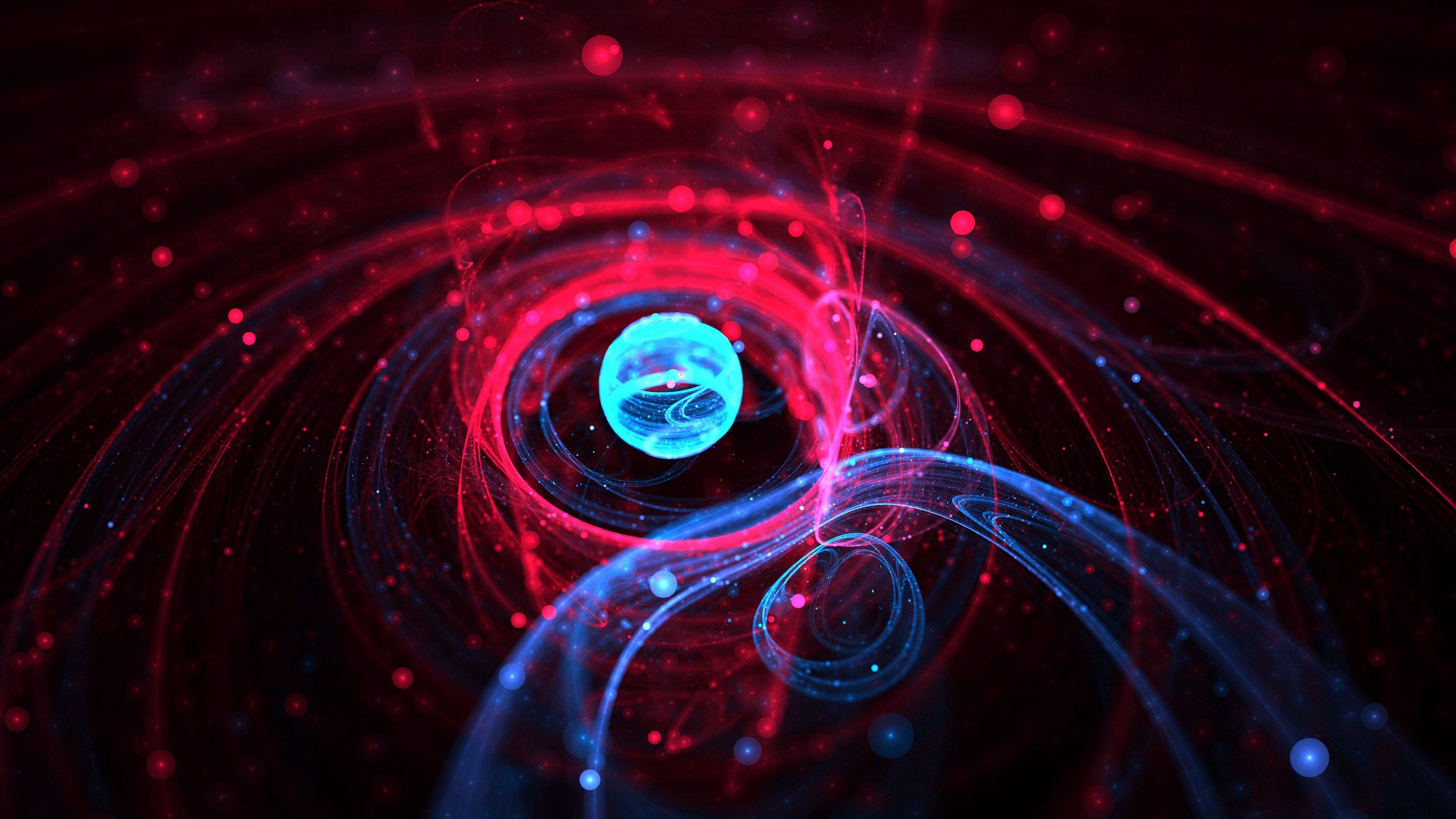 Abstract fractal art with red and blue lights HD Wallpaper