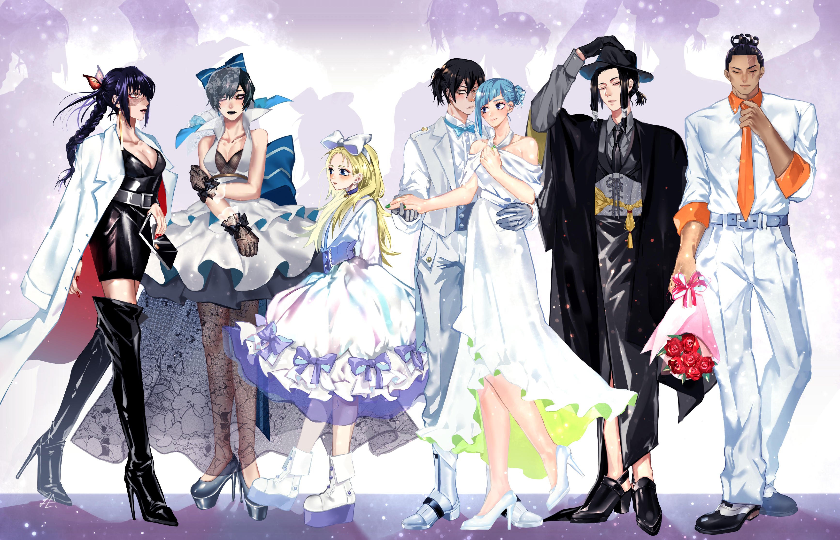 Jujutsu Kaisen characters in formal attire HD Wallpaper