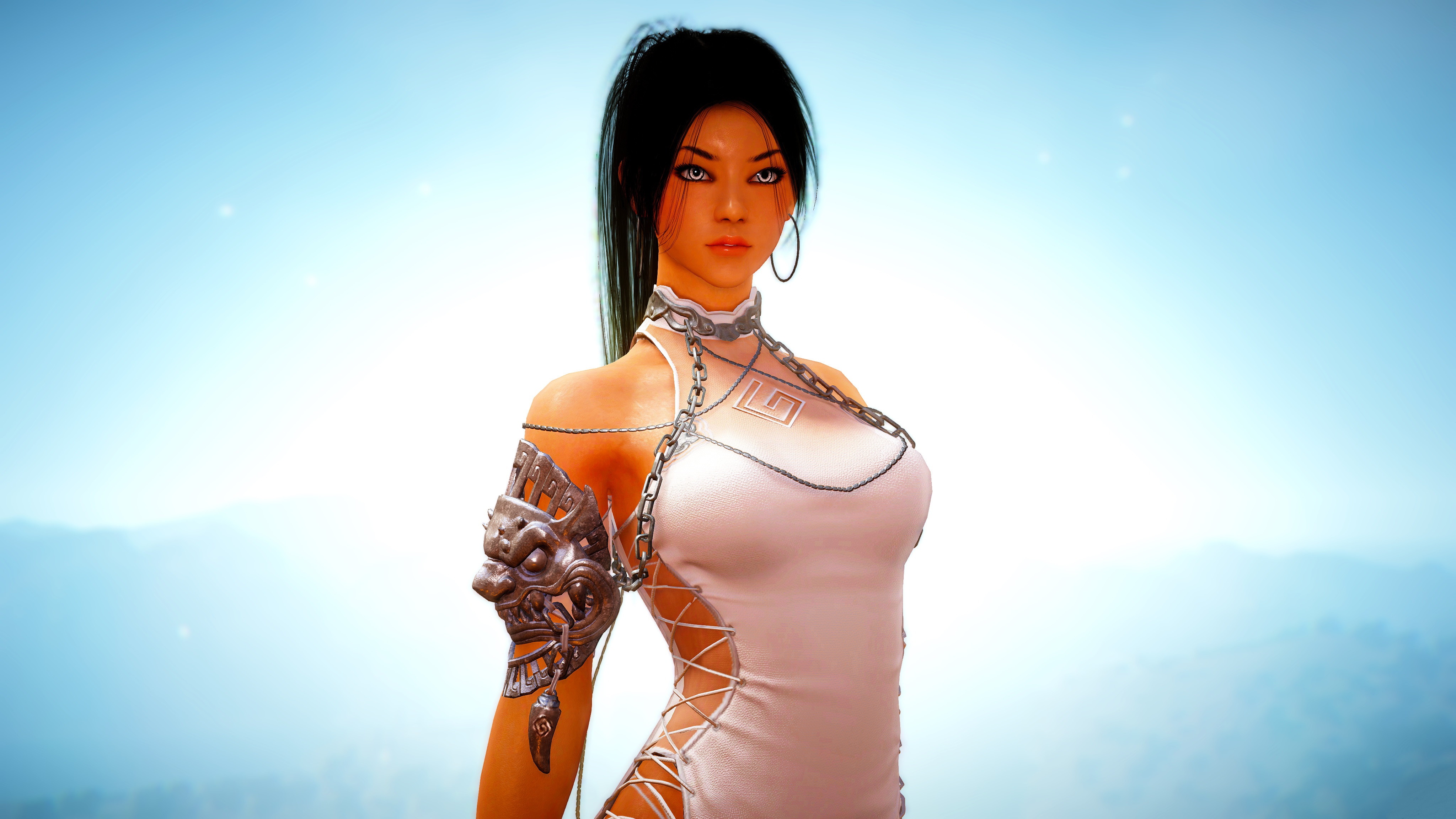 Fantasy Woman in White Dress 4K HD Wallpaper