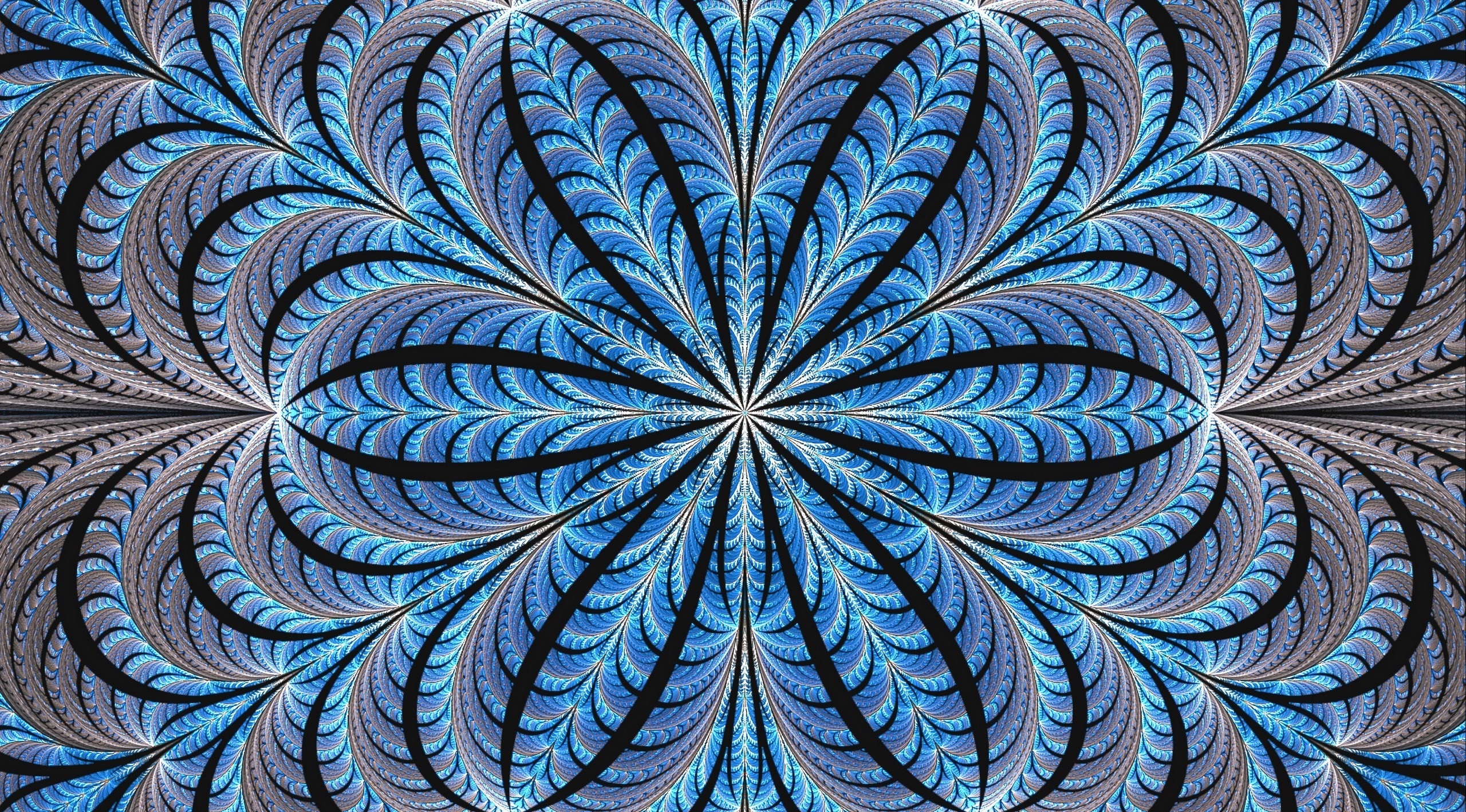 Abstract fractal pattern with blue and gray elements HD Wallpaper