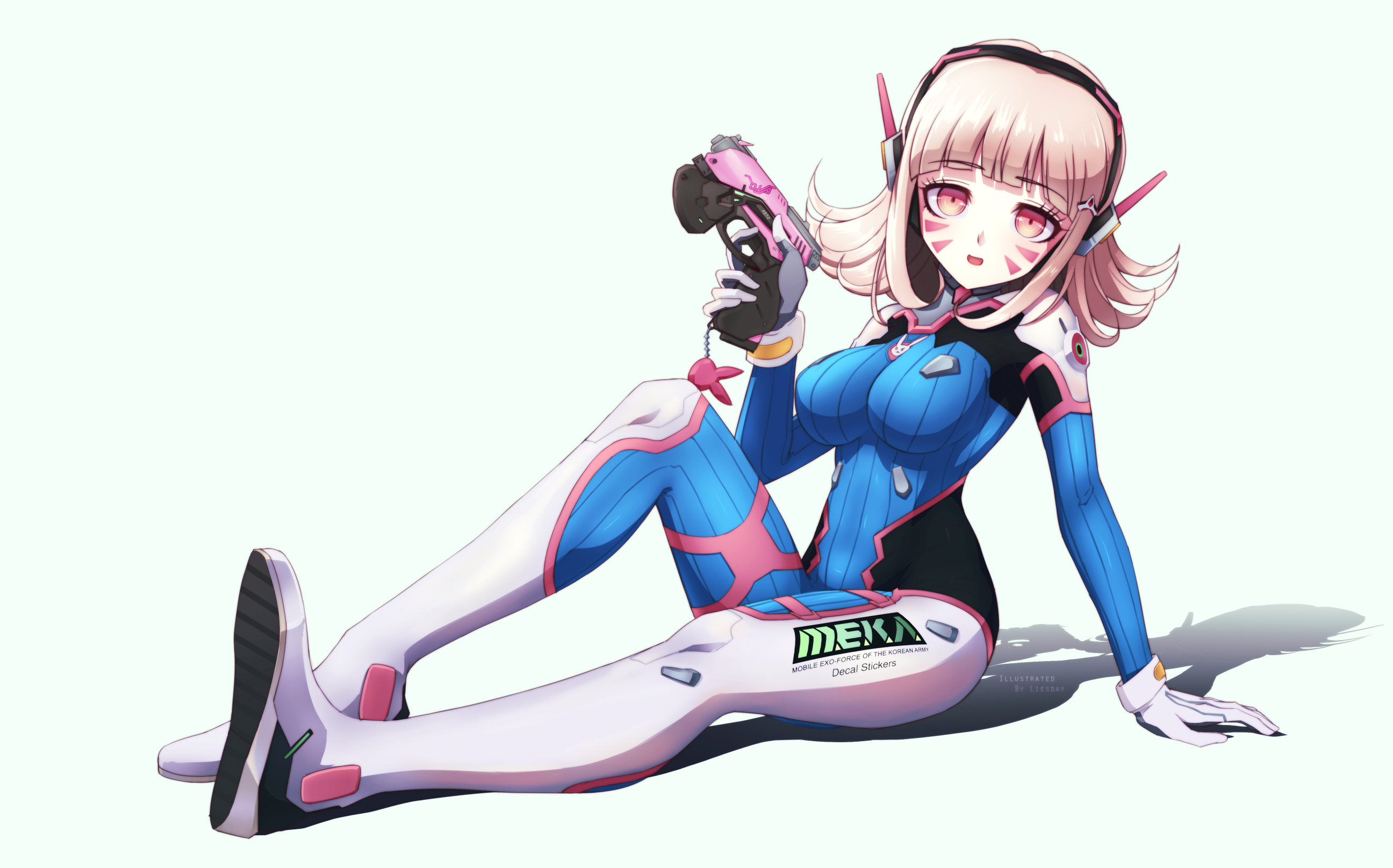 Chiaki Nanami cosplaying as D.Va from Overwatch HD Wallpaper