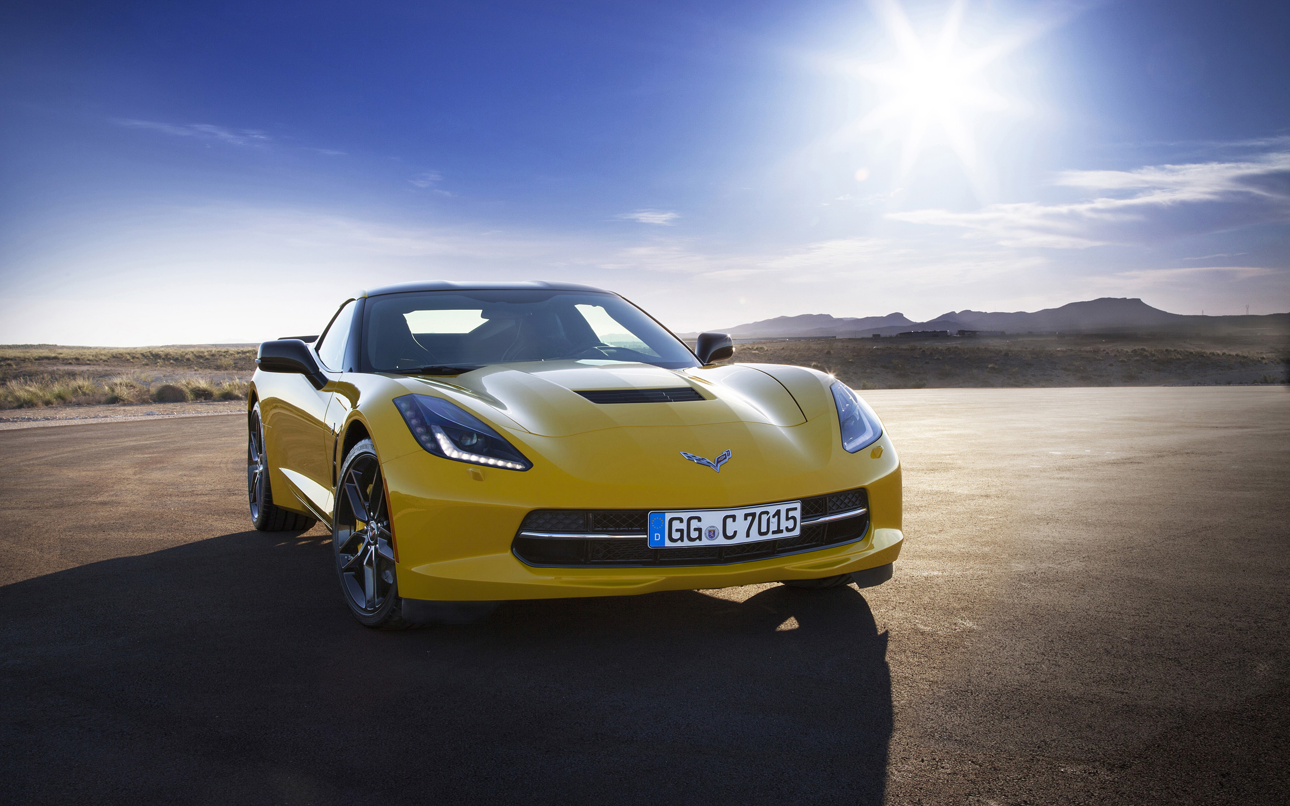 Yellow 2014 Chevrolet Corvette Stingray Coupe HD Wallpaper