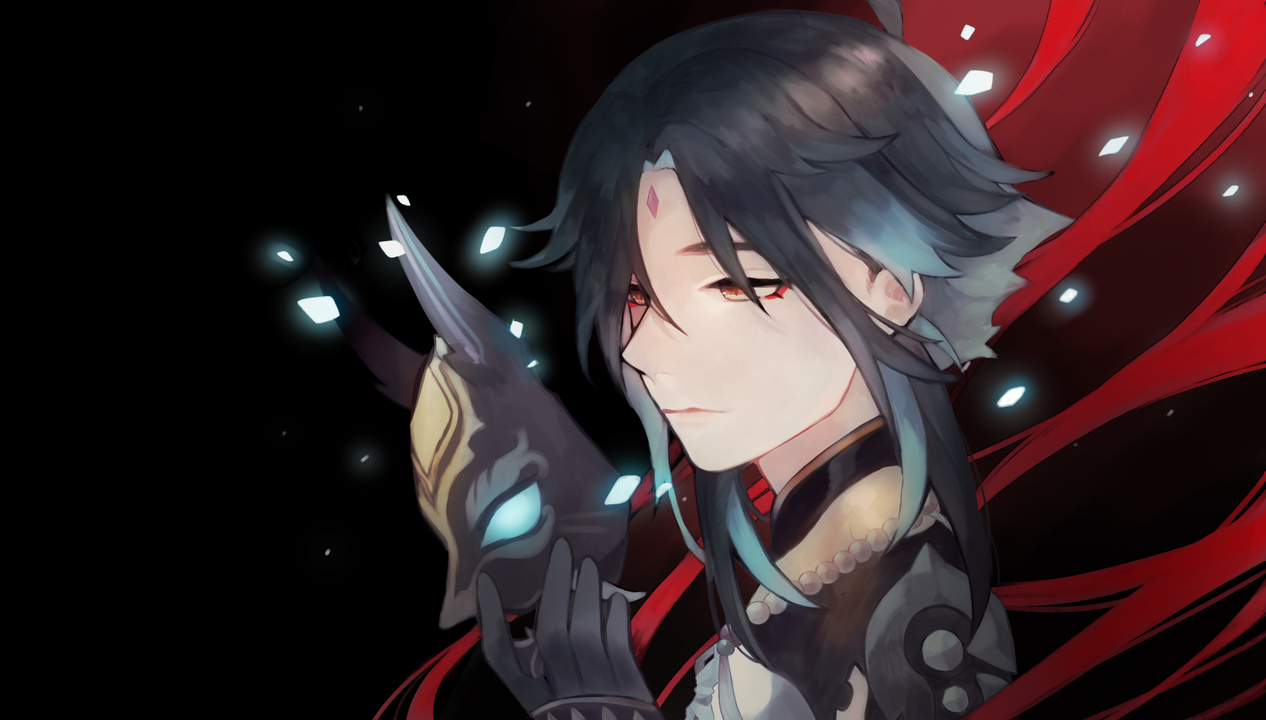 Xiao from Genshin Impact holding a mask HD Wallpaper