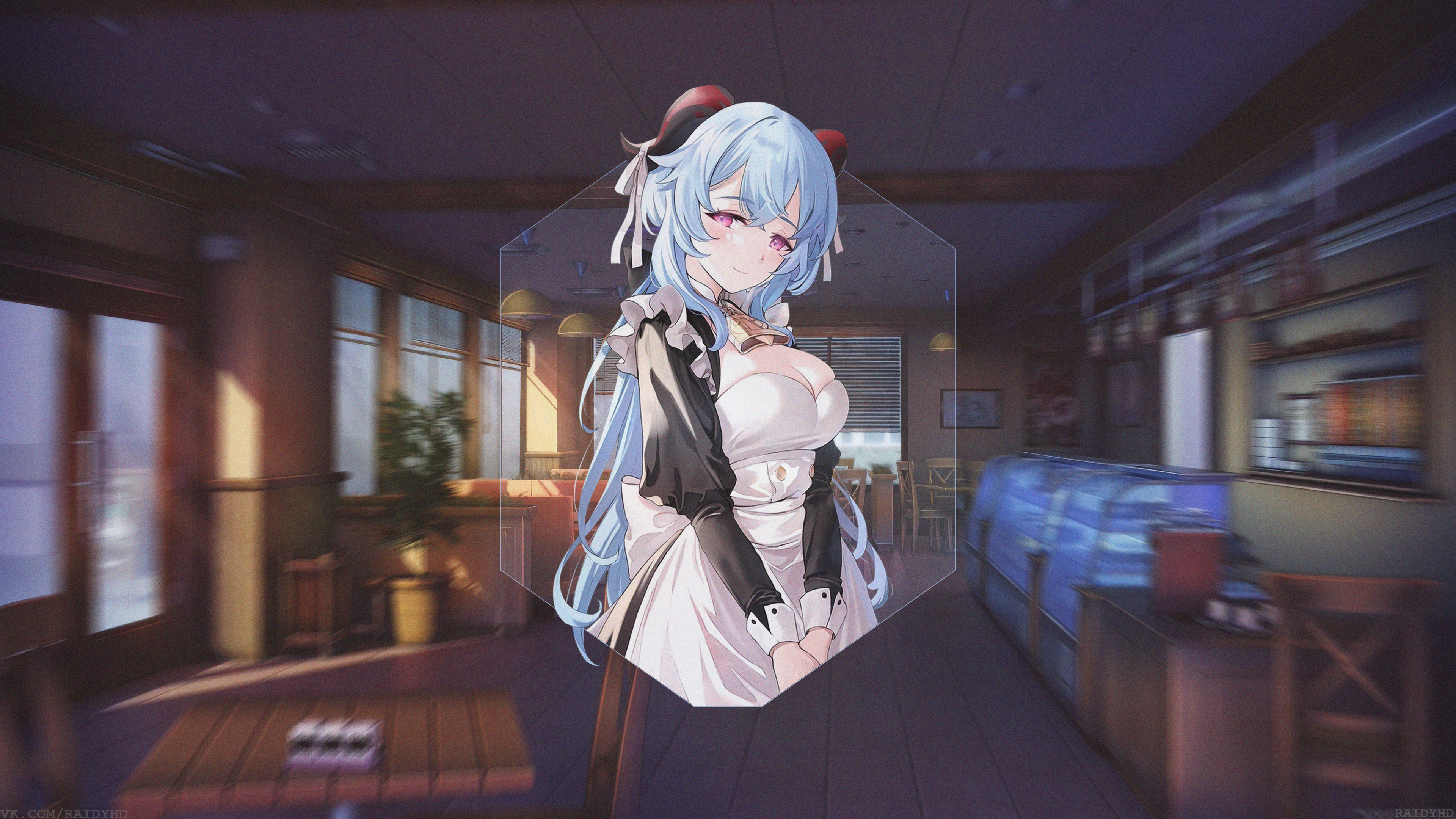 Ganyu from Genshin Impact in a Maid Outfit 4K HD Wallpaper