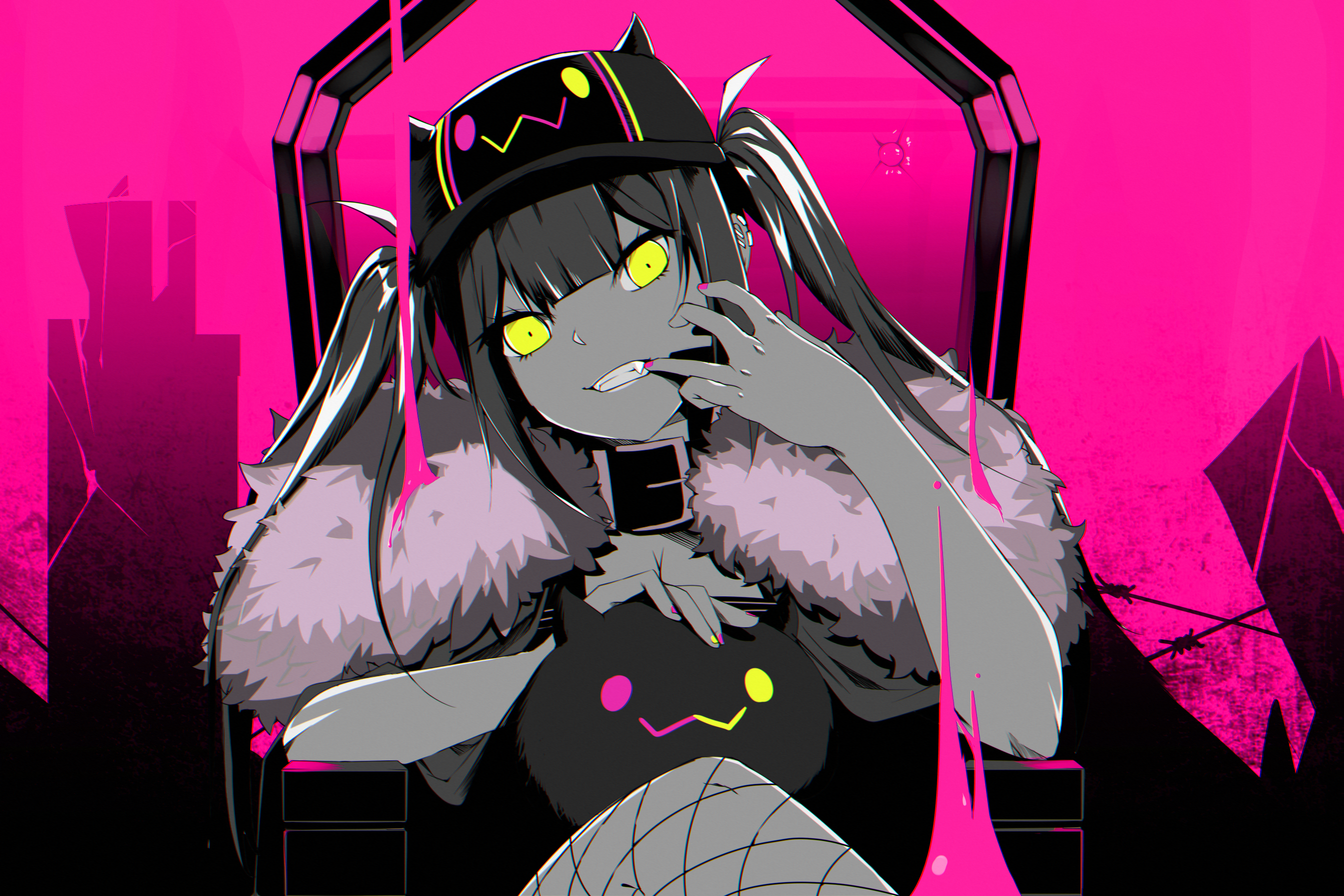 Tokoyami Towa Neon Cyberpunk Style HD Wallpaper