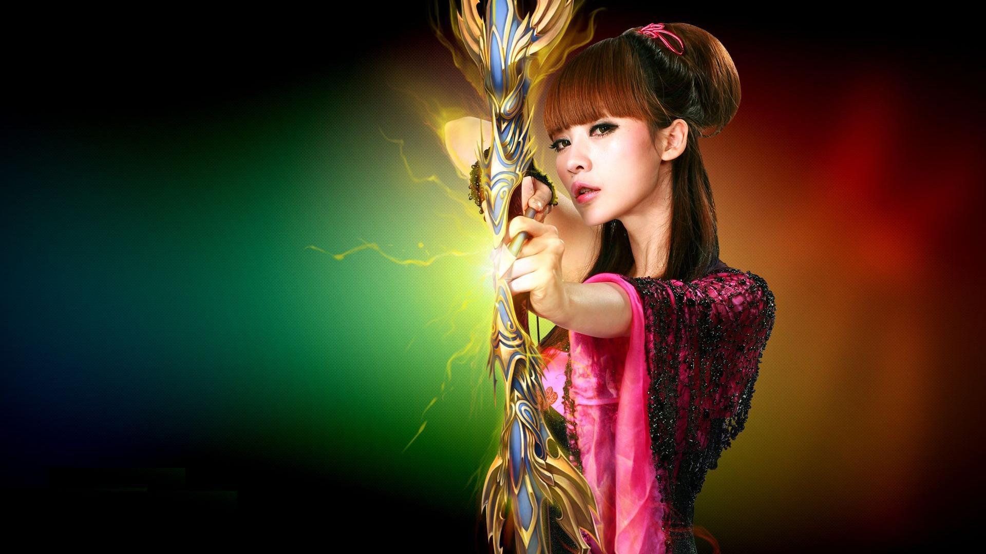 Woman with bow and arrow HD Wallpaper