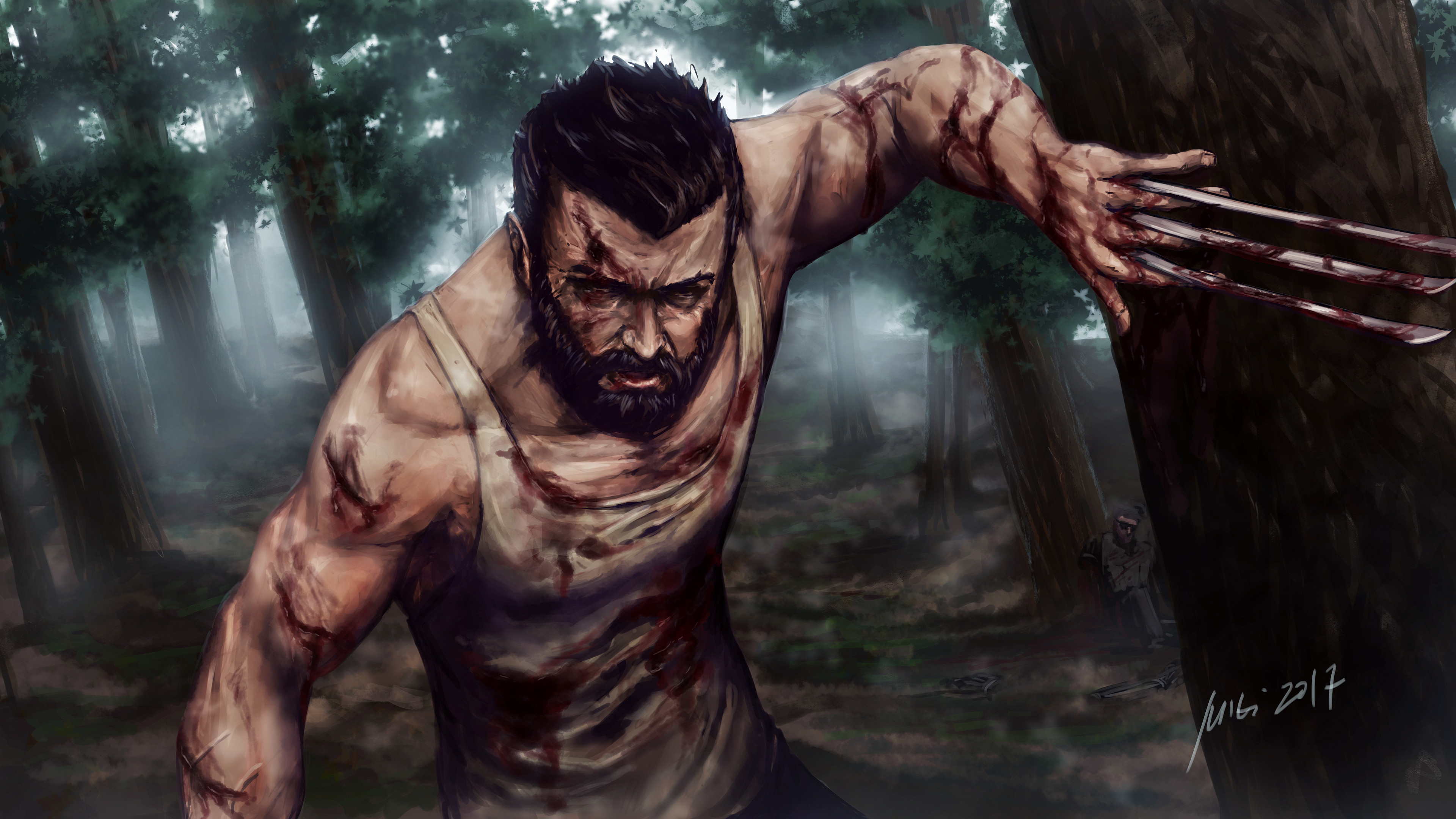 Wolverine from X-Men in a forest HD Wallpaper