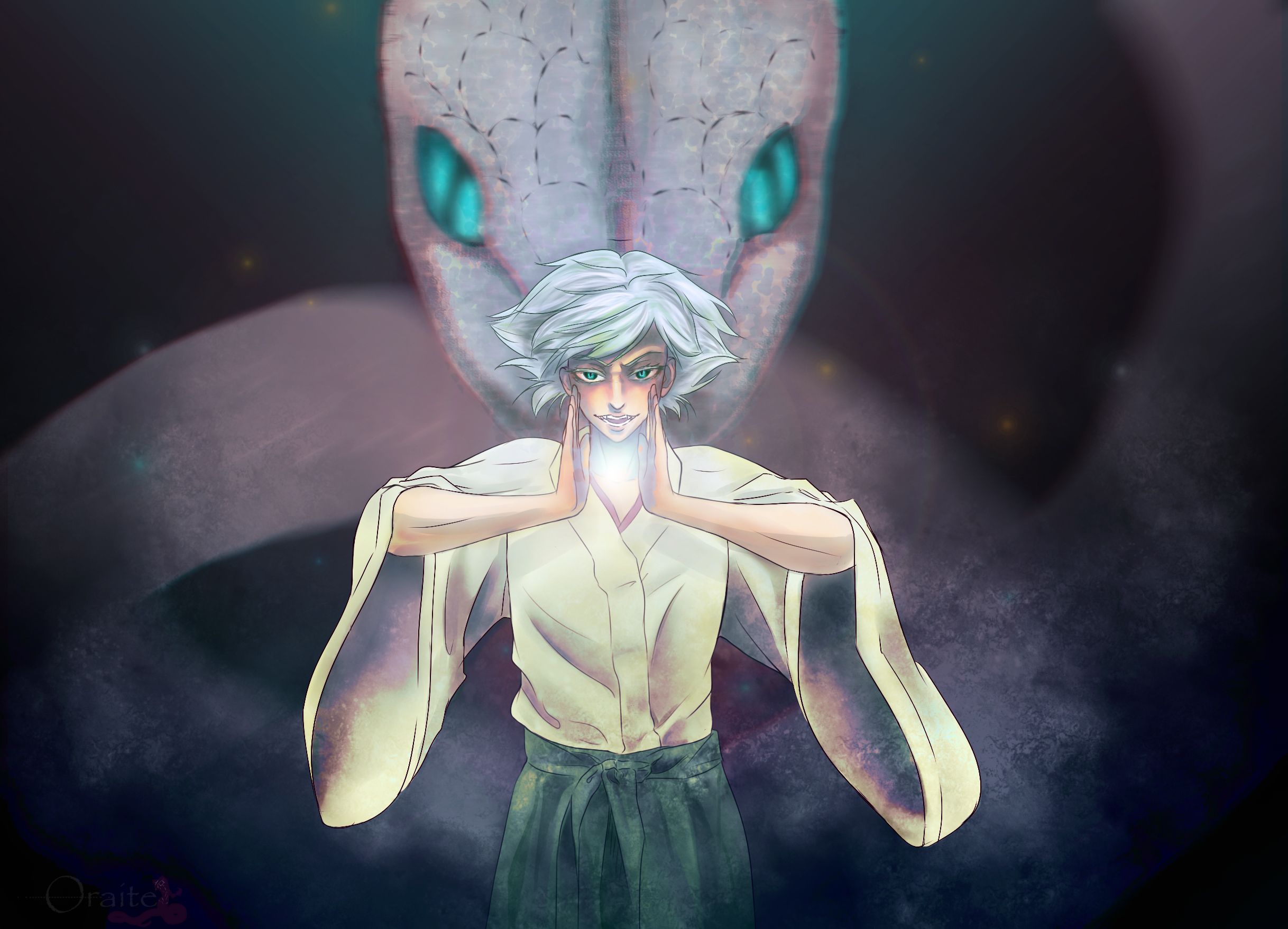 Mizuki from Kamisama Kiss with a snake spirit HD Wallpaper