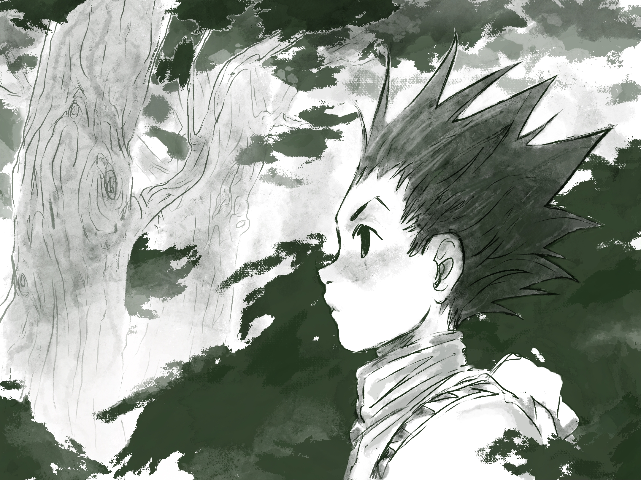Gon Freecss from Hunter X Hunter in a forest HD Wallpaper