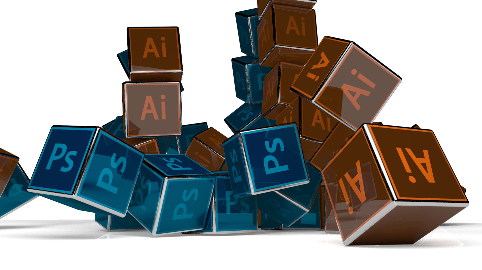 Adobe Photoshop and Illustrator cubes HD Wallpaper