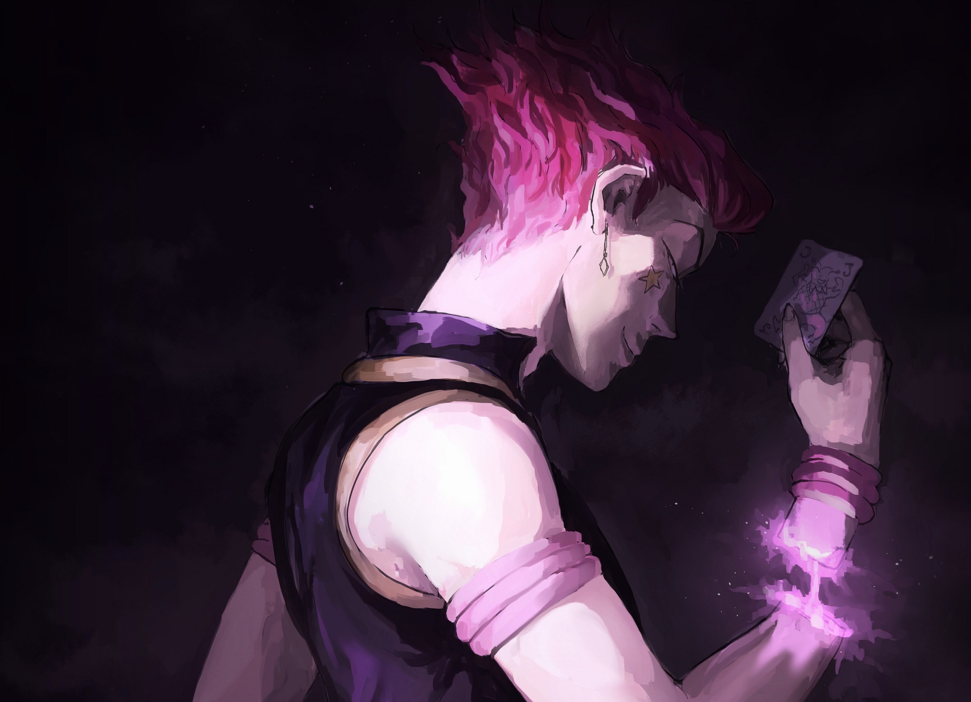 Hisoka from Hunter x Hunter holding a card HD Wallpaper