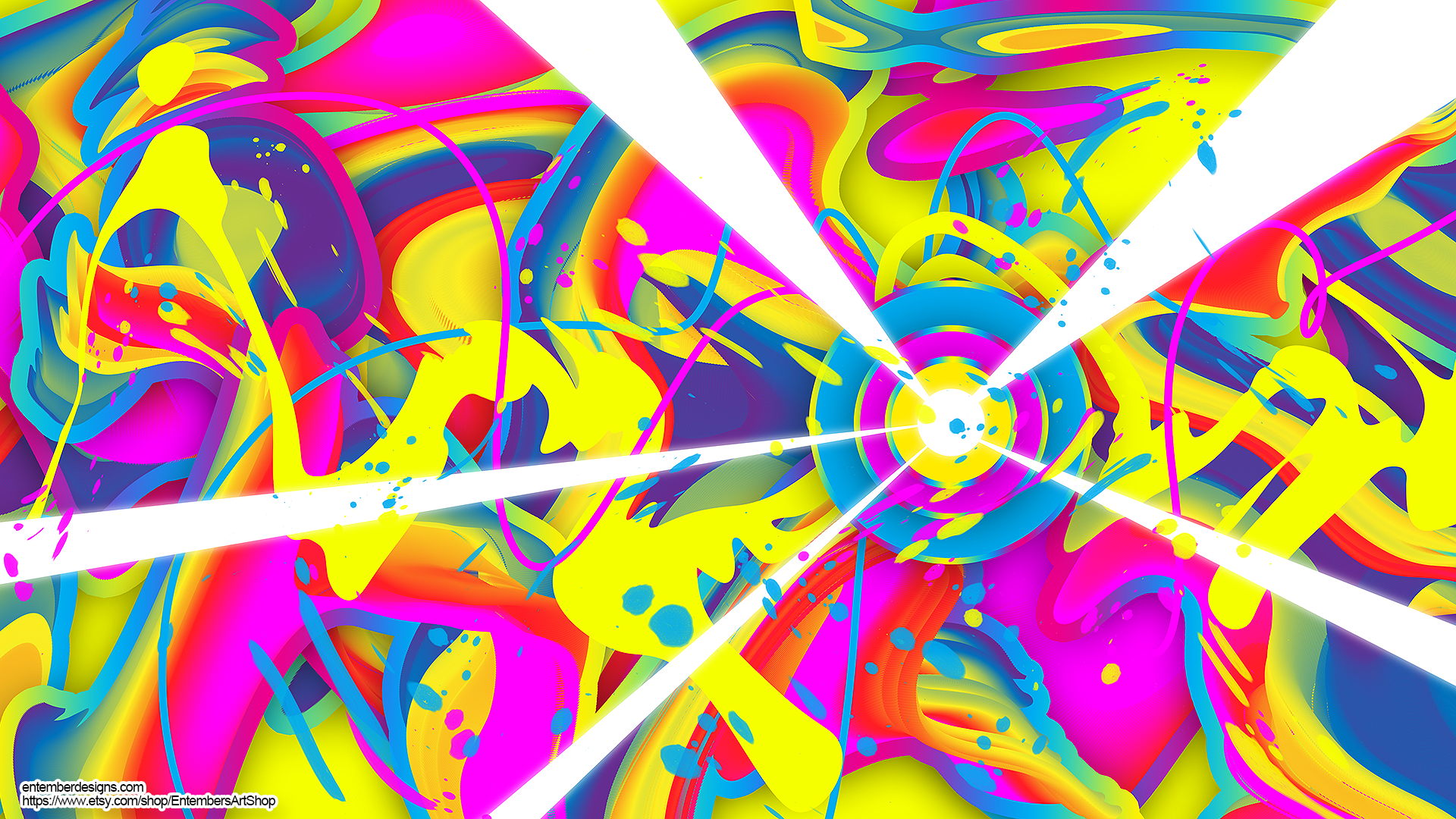 Abstract Rainbow Swirls and Splatters HD Wallpaper