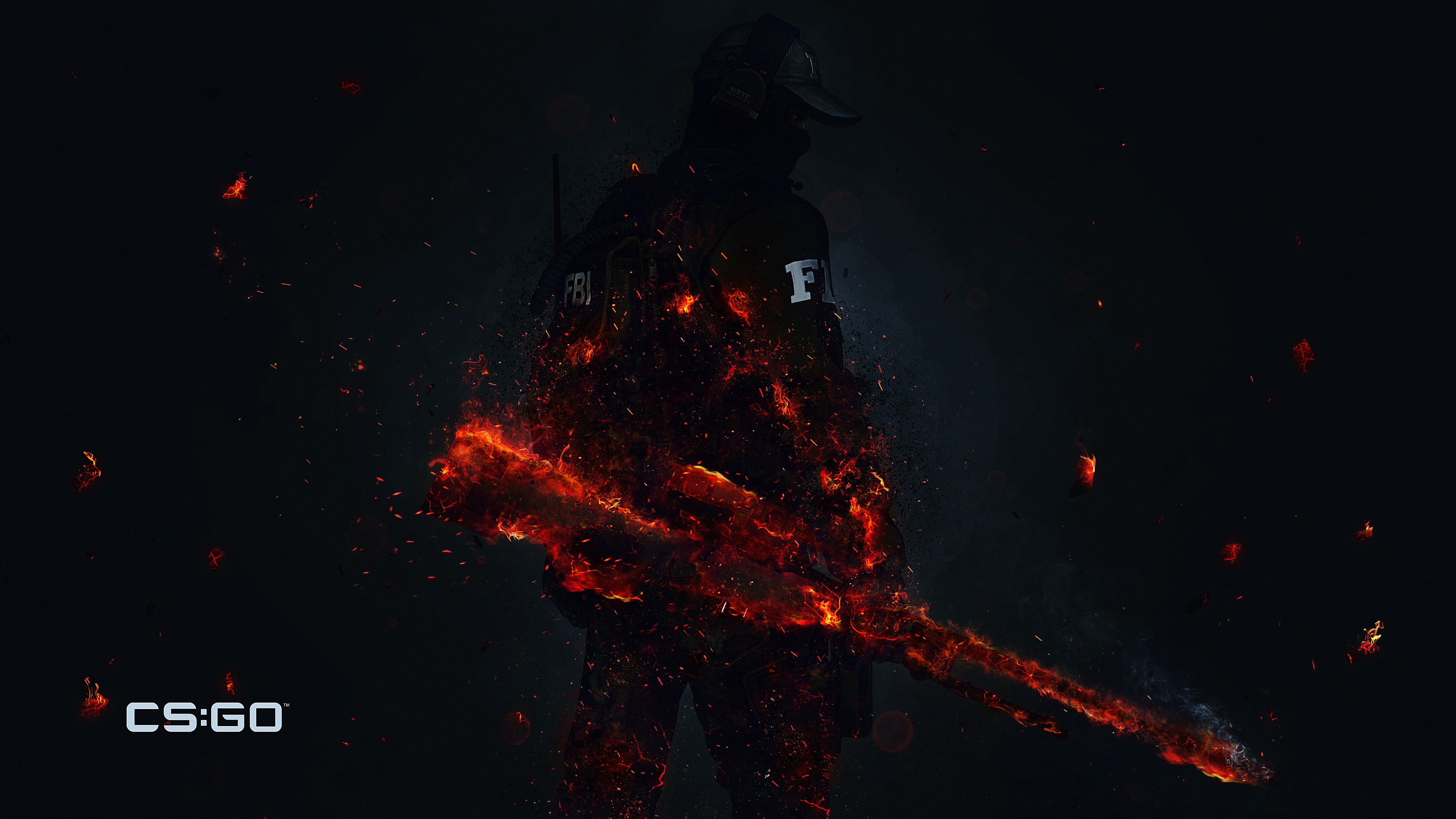 CS:GO Agent with Fiery Weapon 4K HD Wallpaper