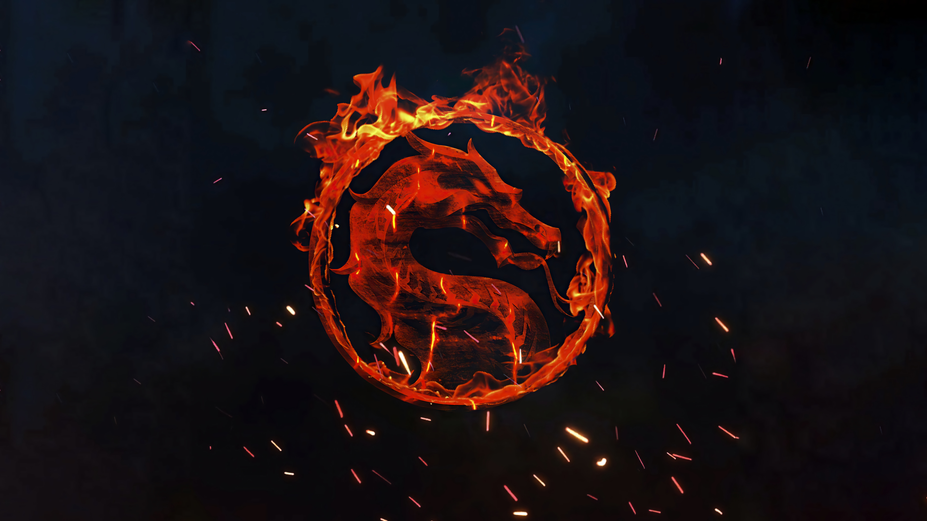 Mortal Kombat logo with fire 4K HD Wallpaper