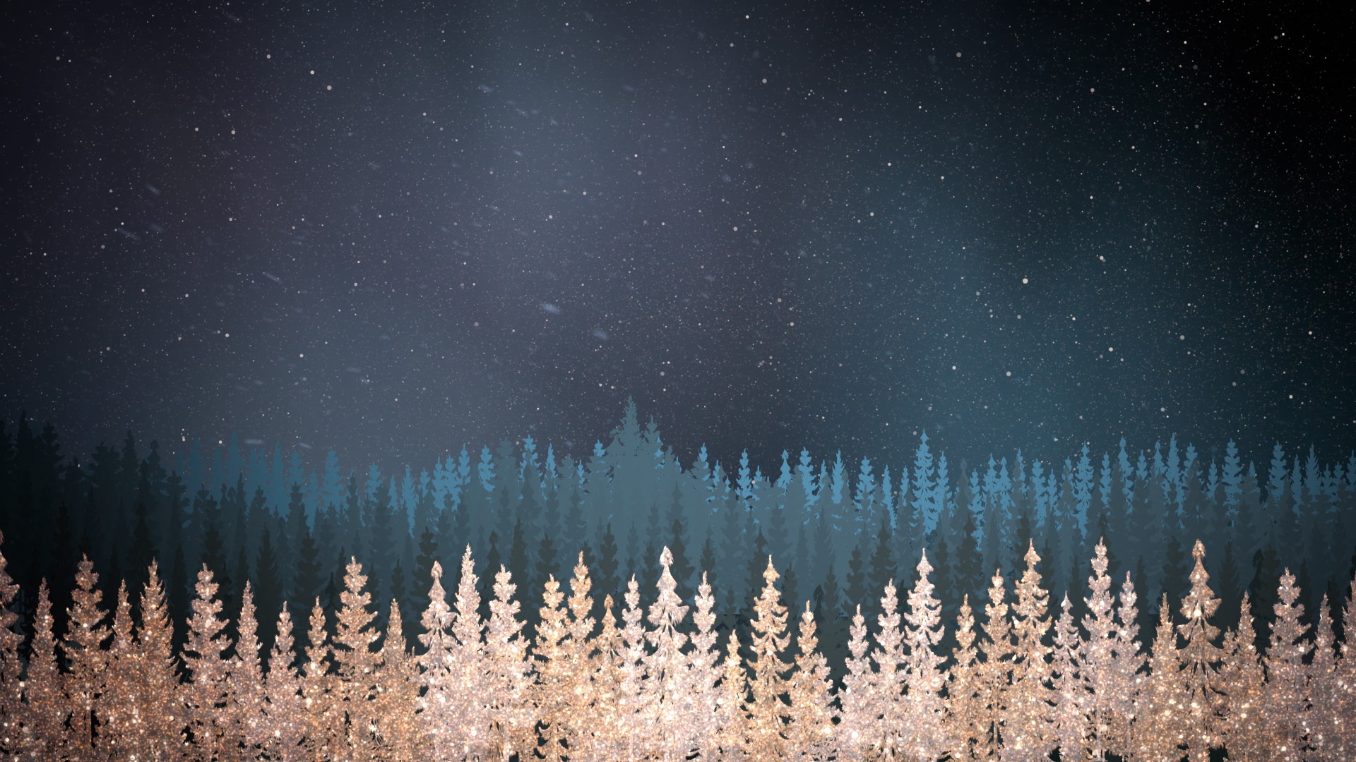 Sparkling Forest Under a Starry Night Sky HD Wallpaper