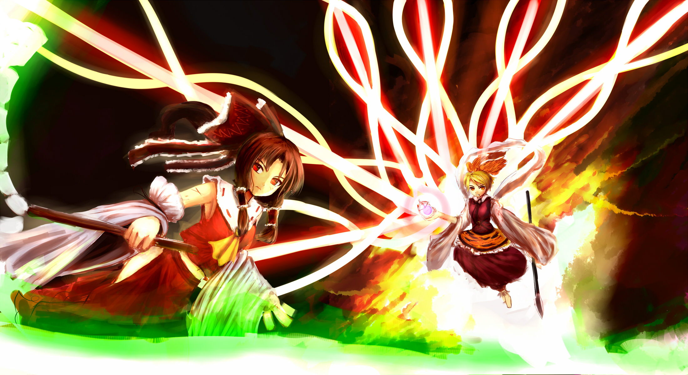 Reimu Hakurei and Shou Toramaru from Touhou HD Wallpaper