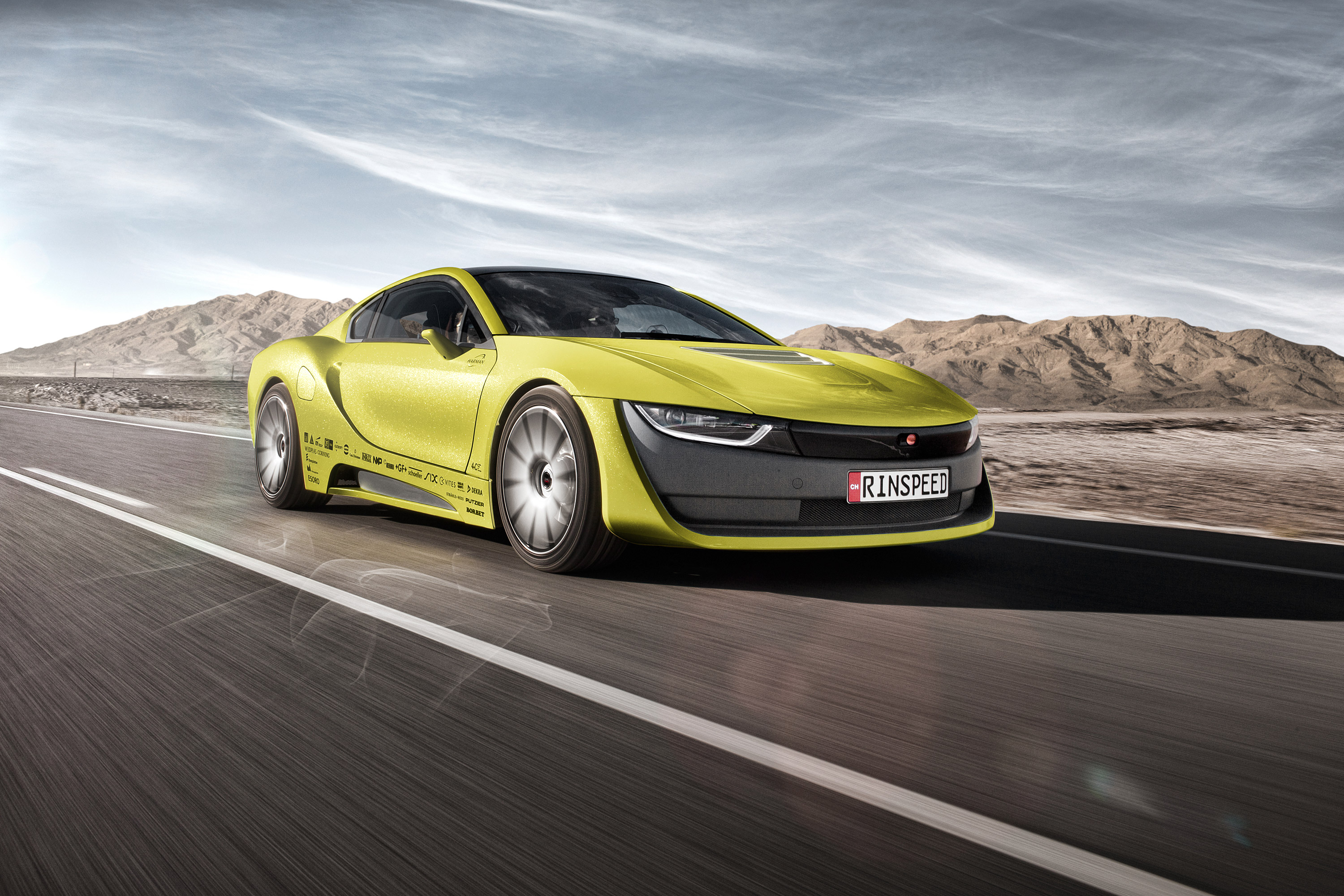 Rinspeed Etos Concept car driving on a desert road HD Wallpaper